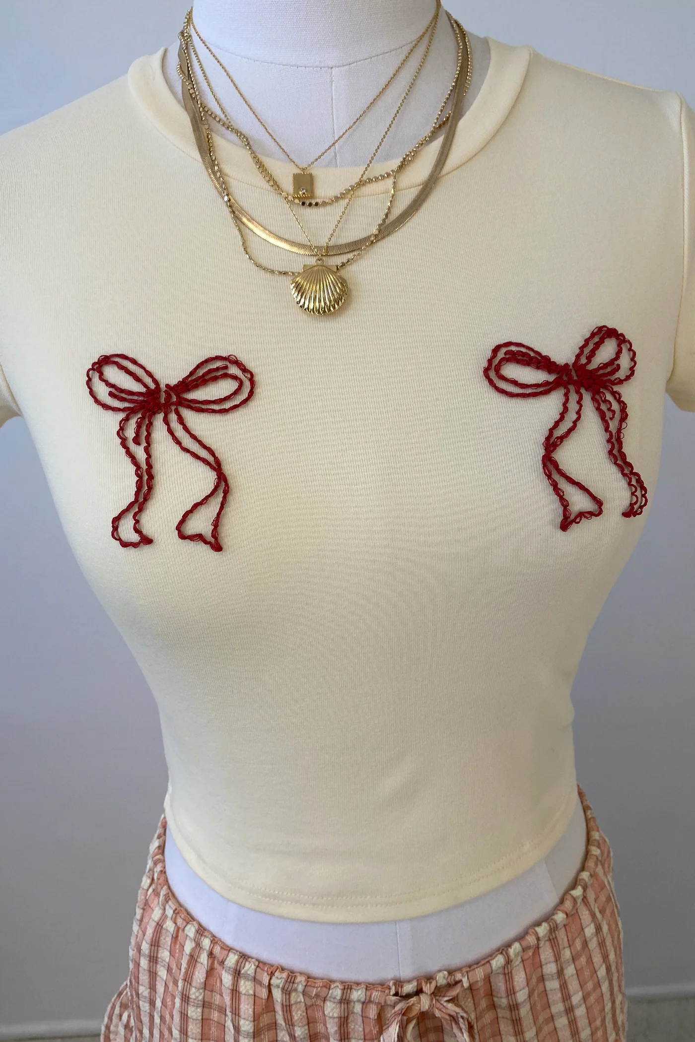 Bow Embroidered Graphic Baby Tee