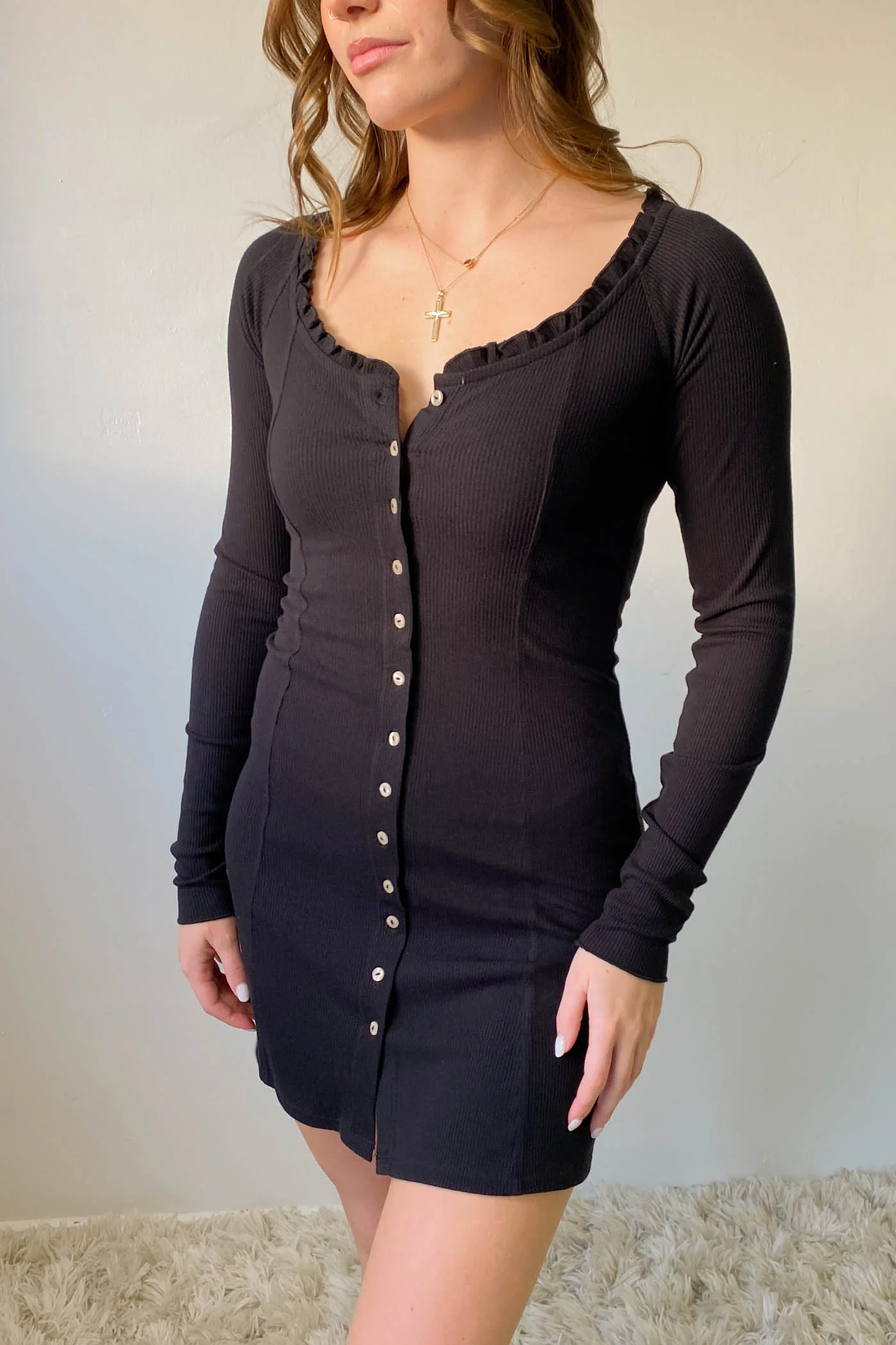 Button Up Long Sleeve Dress