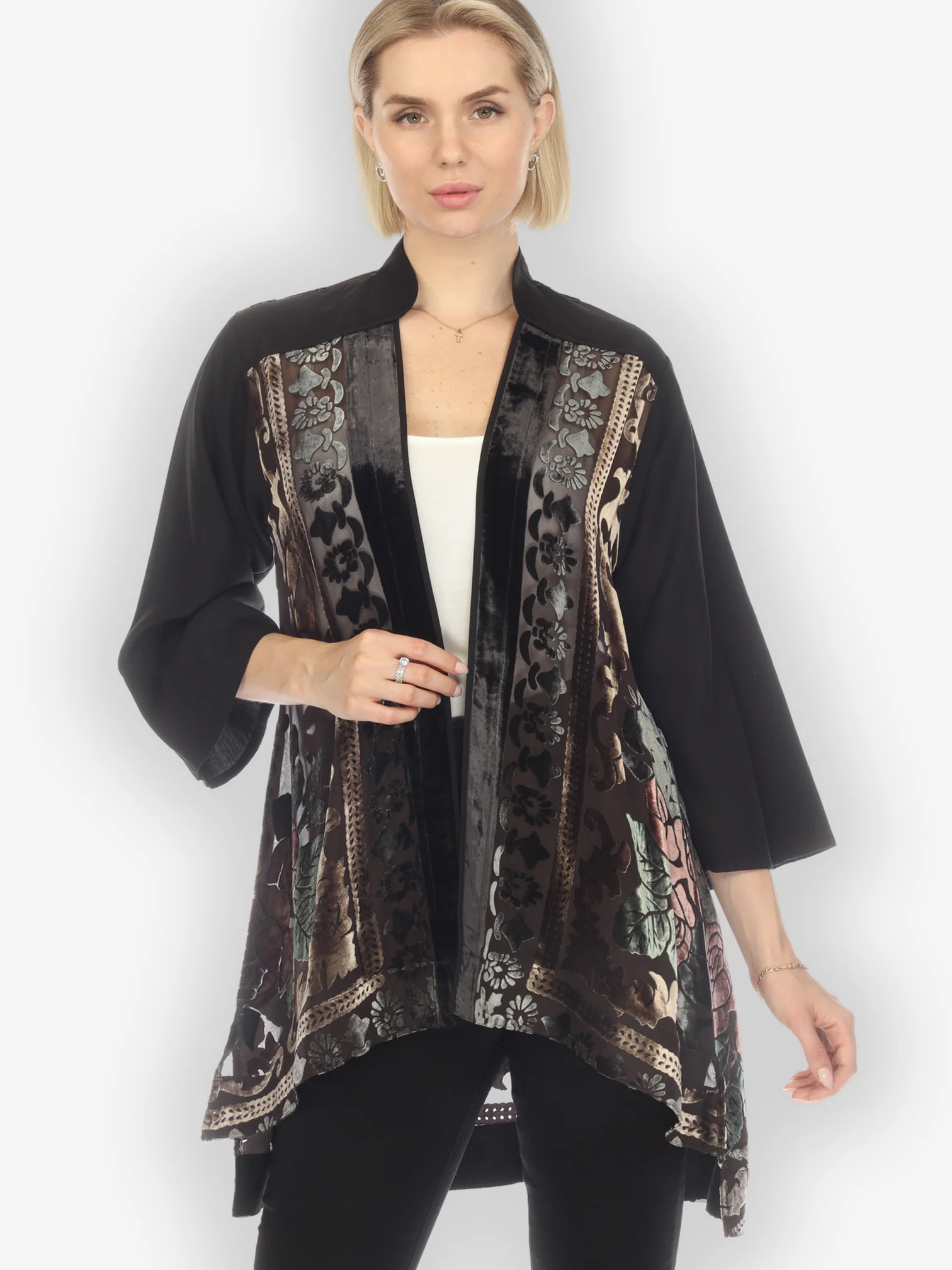 Vintage Rose Devore Velvet Kimono