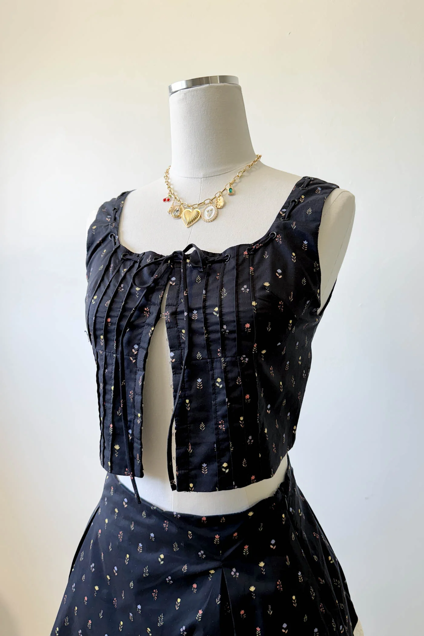 Pleated Floral Corset Top