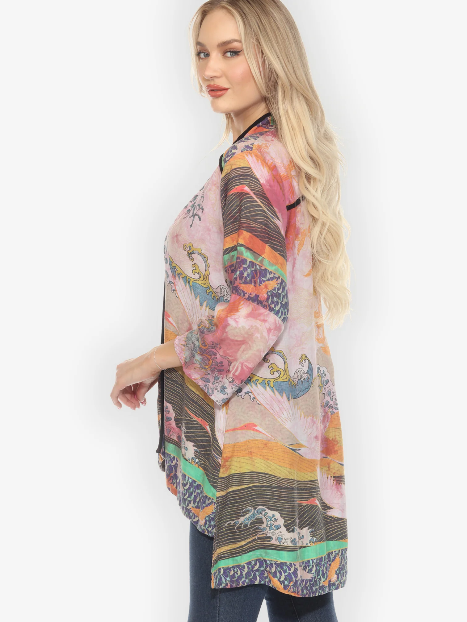 Crane Flying Sky Burgundy Tie Dye Dynasty Jacket