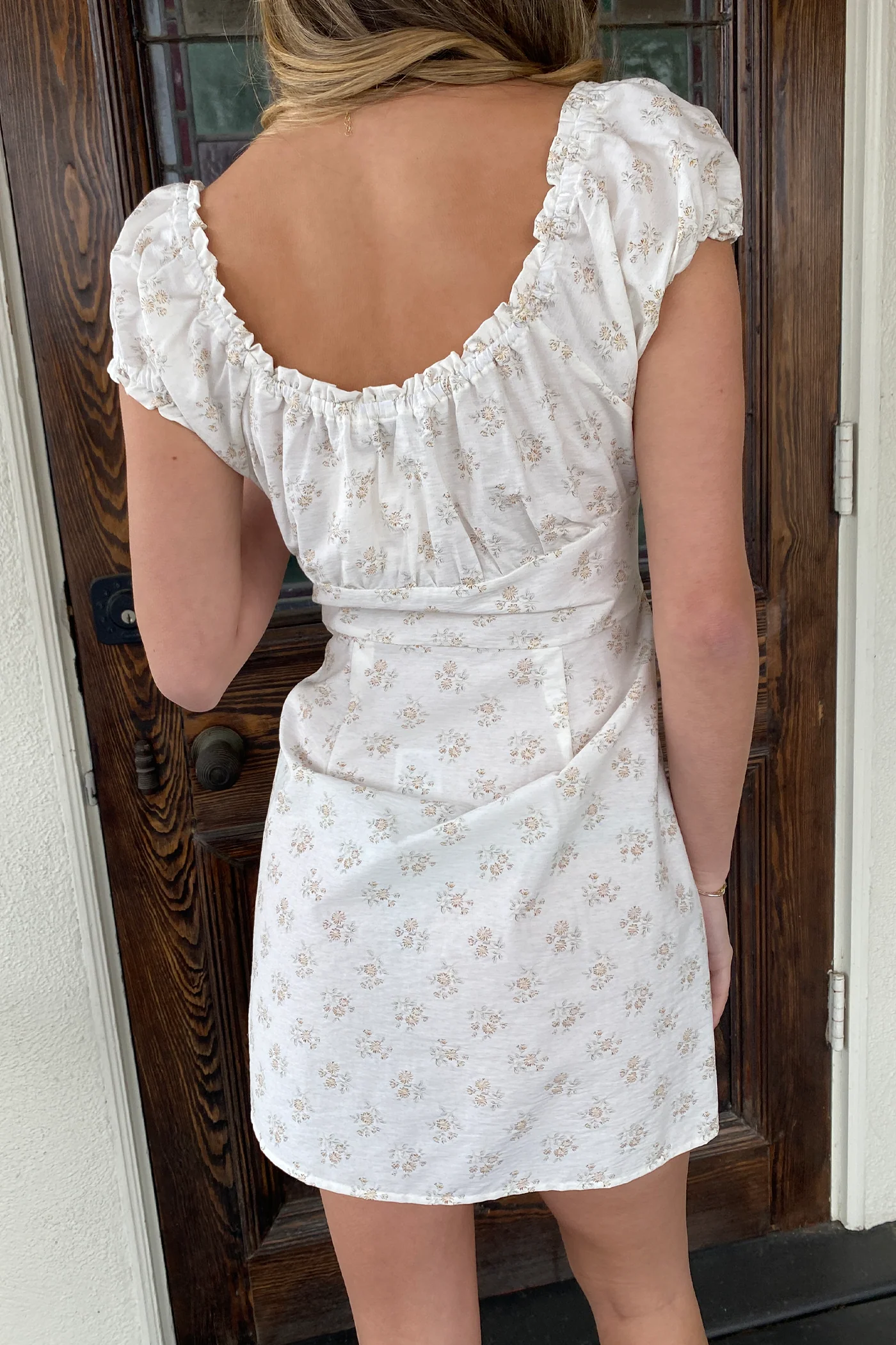 Puff Sleeve Button Mini Dress