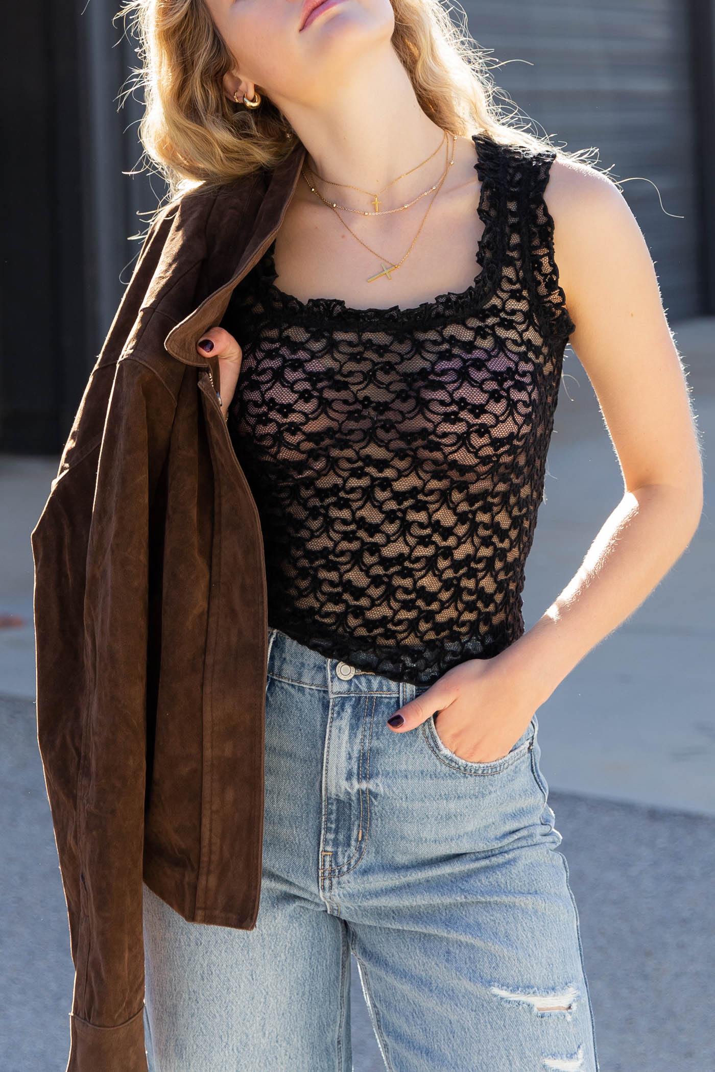 Sheer Lace Sleeveless Top