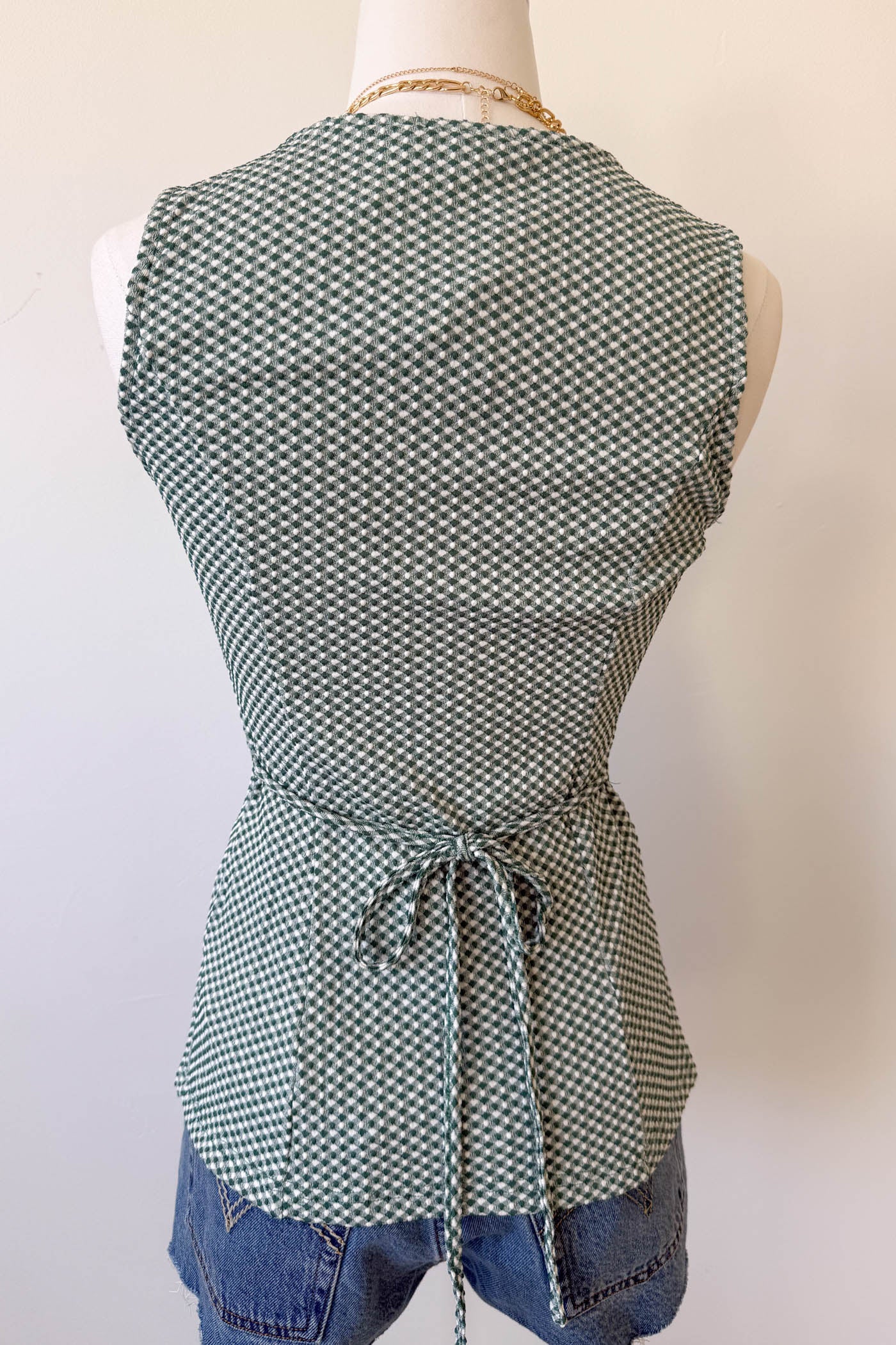 Gingham Split Front Top