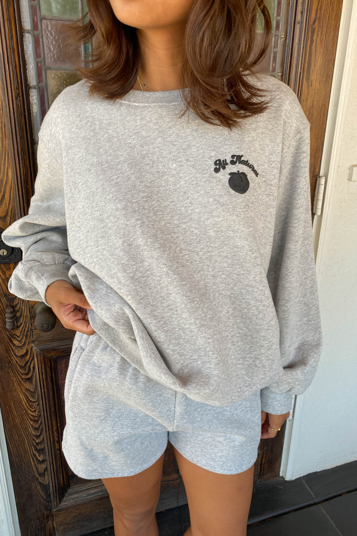 All Natural Puff Print Graphic Sweater