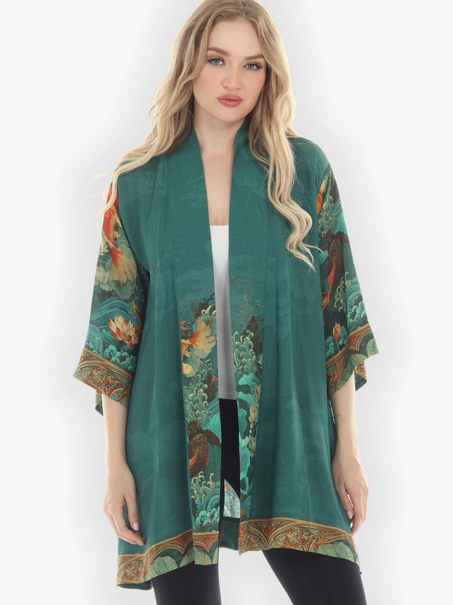 Koi Fish Sea Wave Kimono Jacket