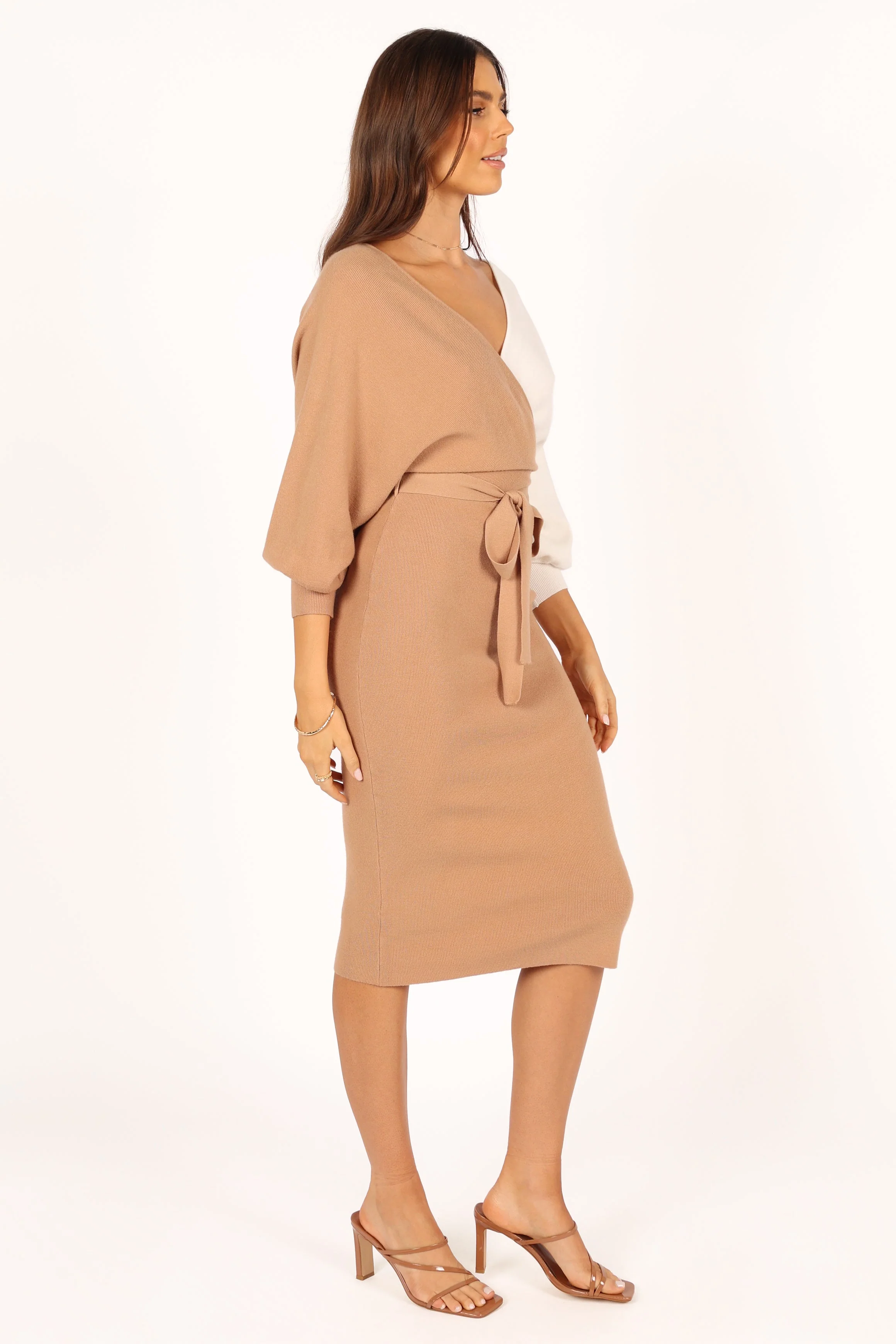Nate Dress - Beige/White