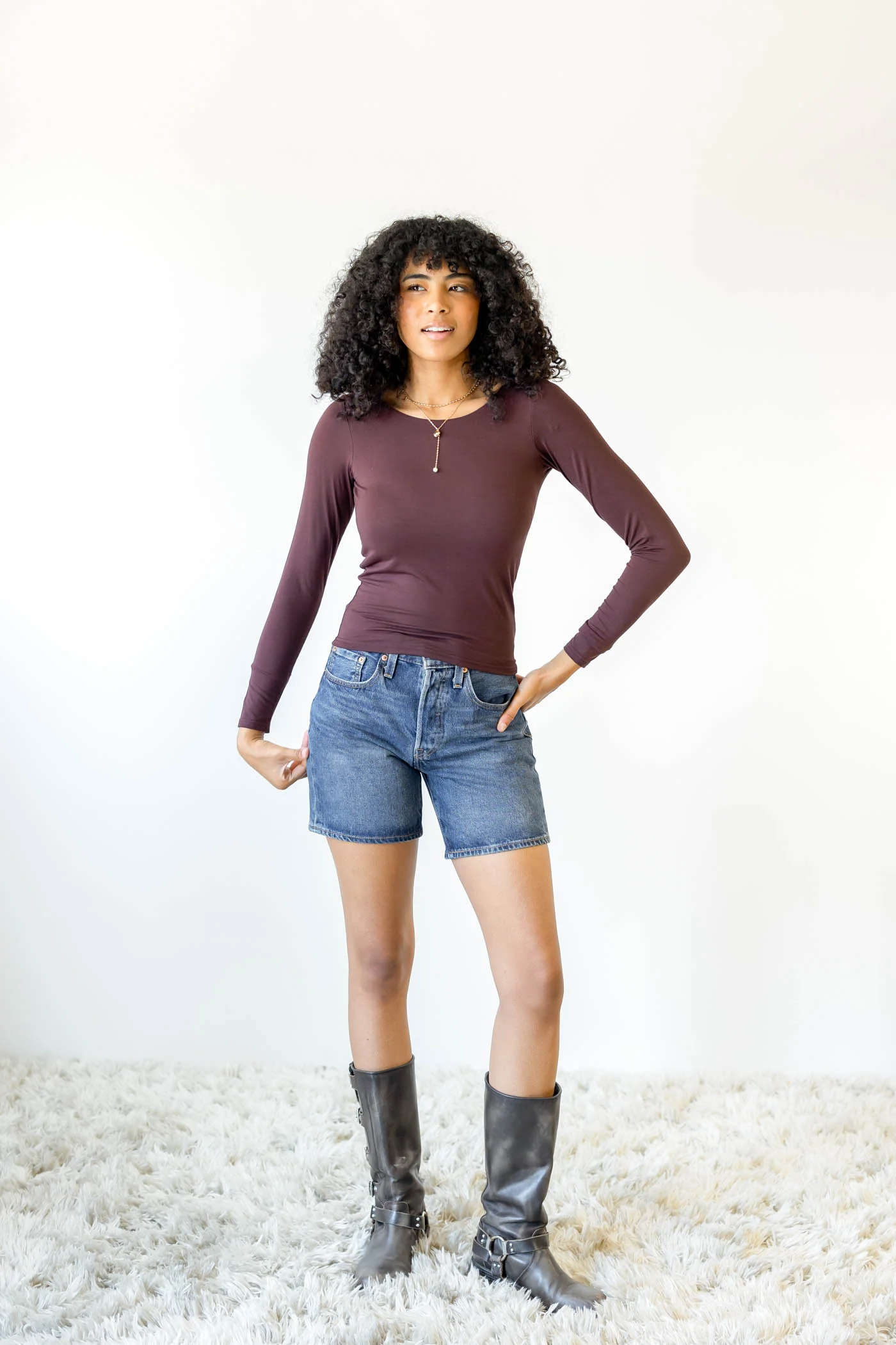 Basic Backless Long Sleeve Top