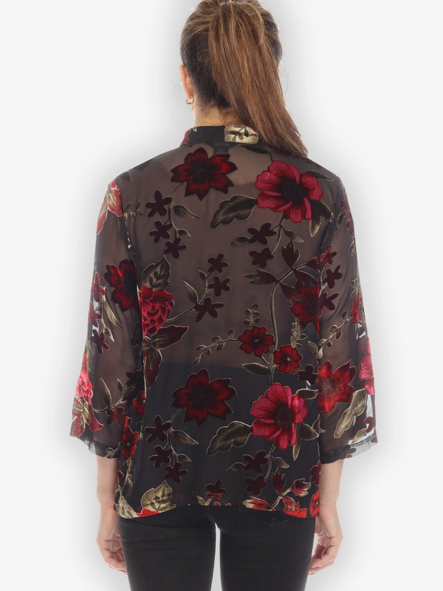 Flower Vine Cut Velvet Blouse