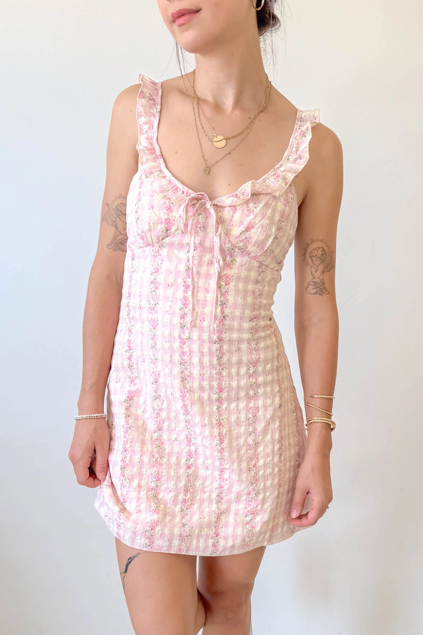 Plaid Ruffle Mini Dress