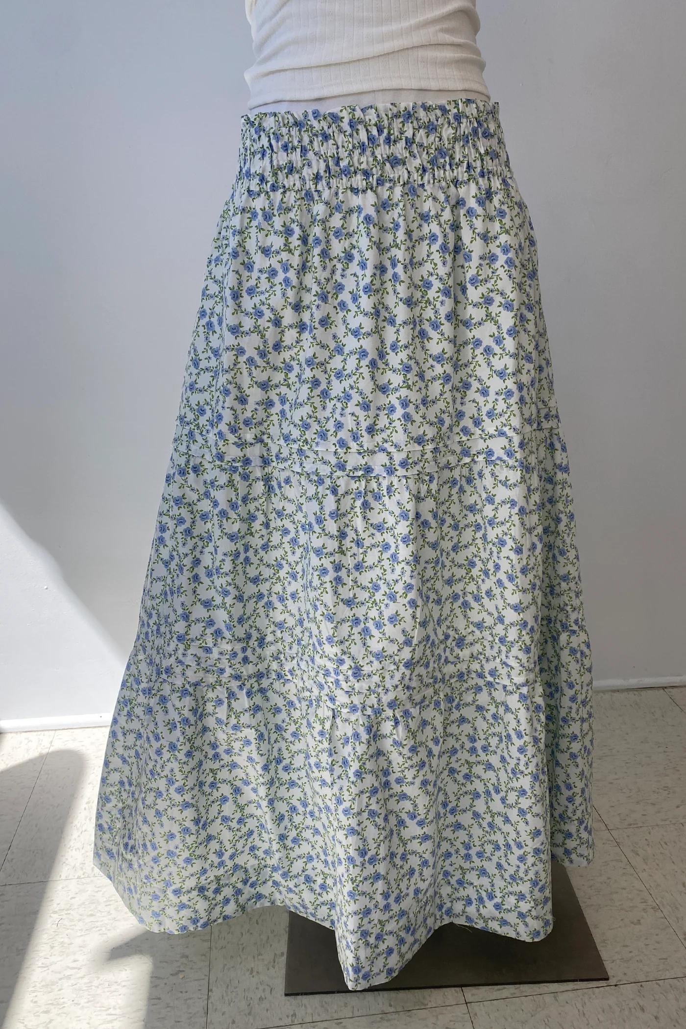 Tiered Floral Midi Skirt
