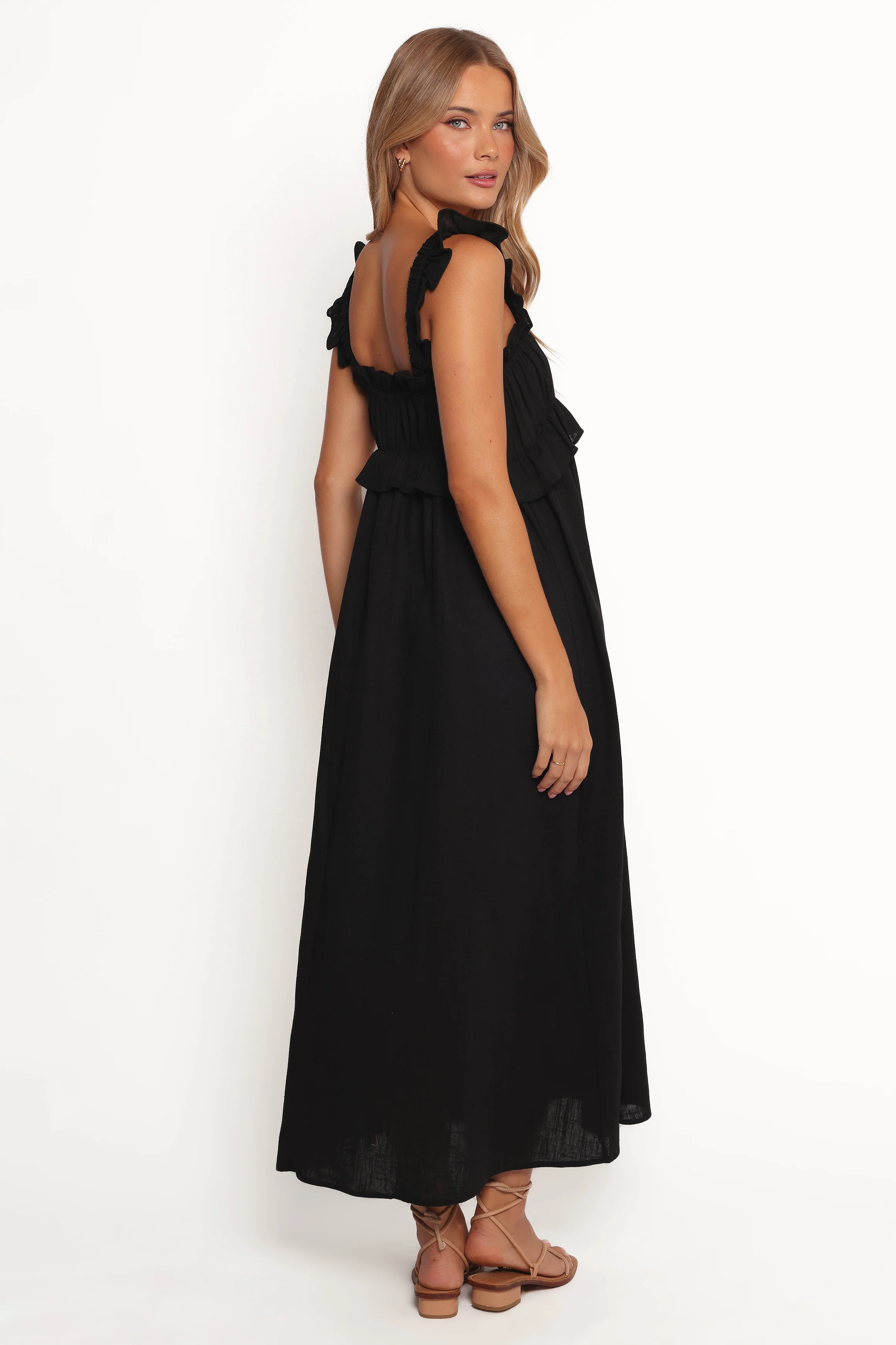 Ross Frill Strap Maxi Dress - Black