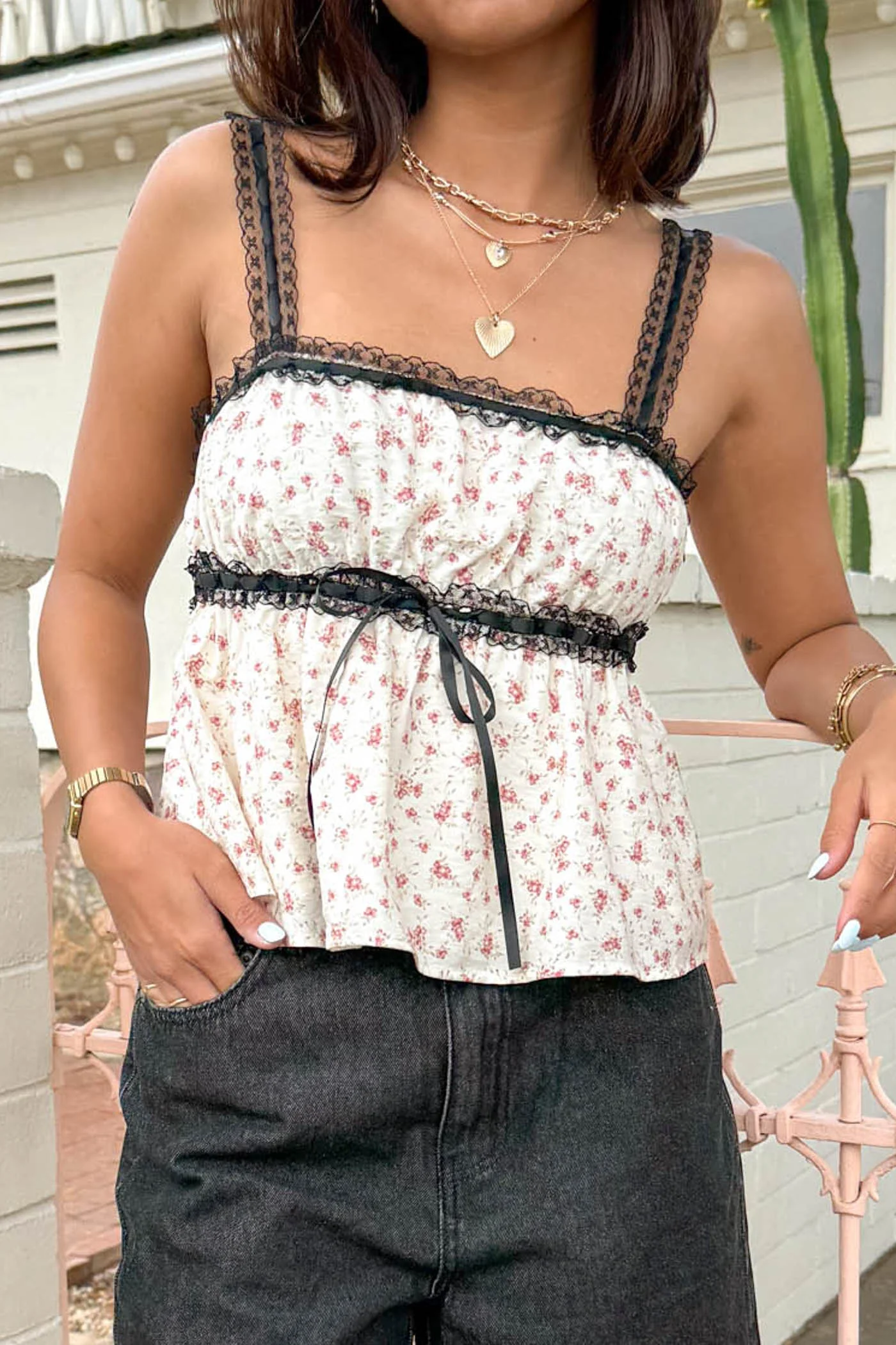 Floral Lacey Babydoll Top