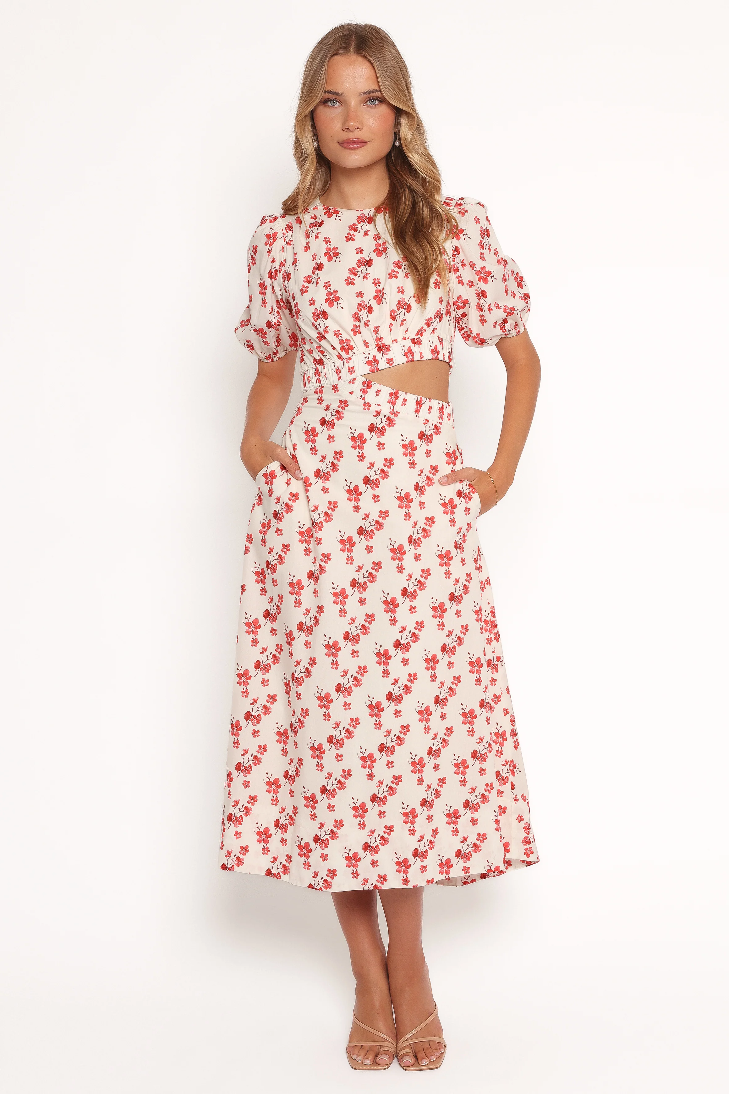 Aminah Puff Sleeve Dress - Red Floral