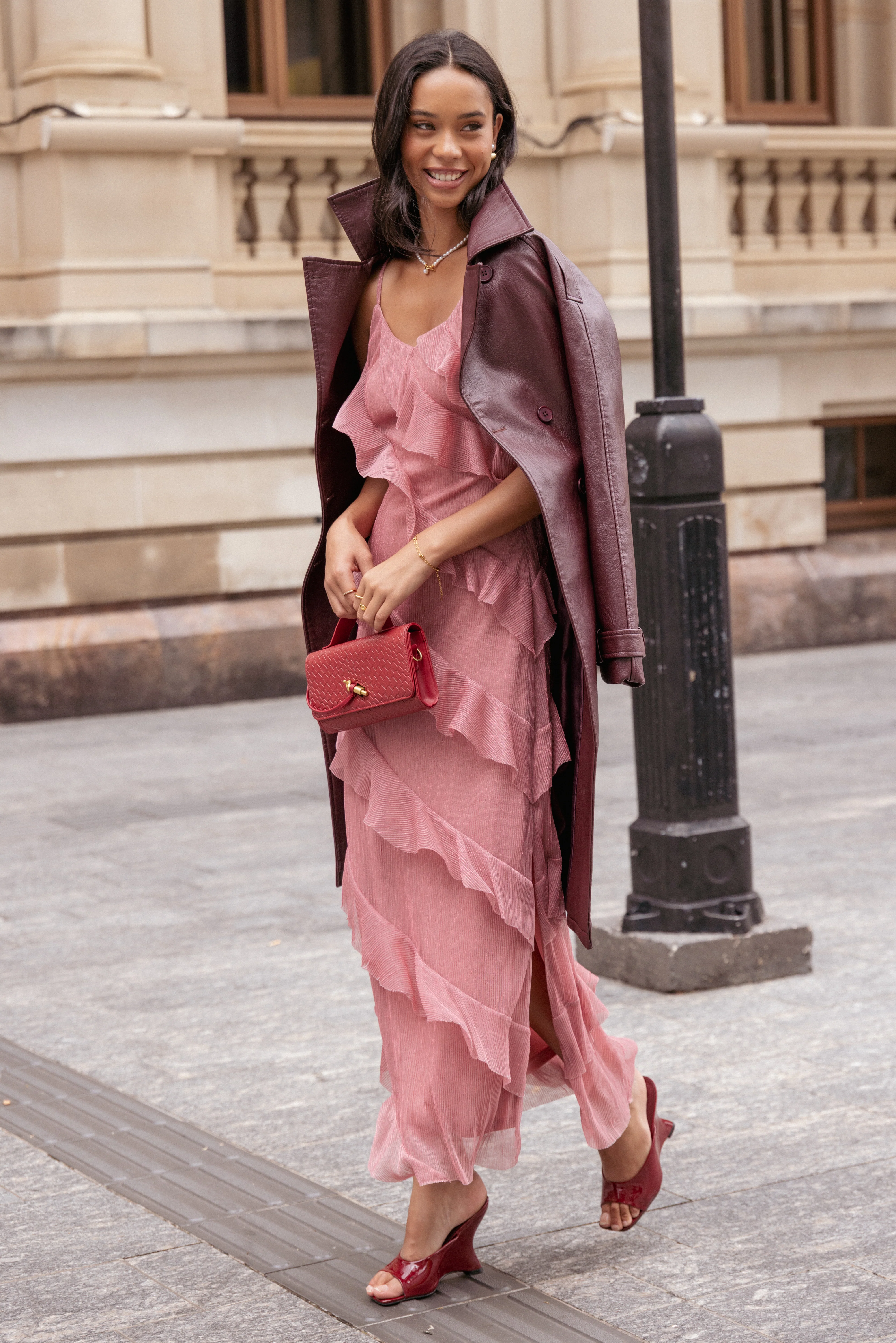 Ciao Ruffles Maxi Dress - Pink