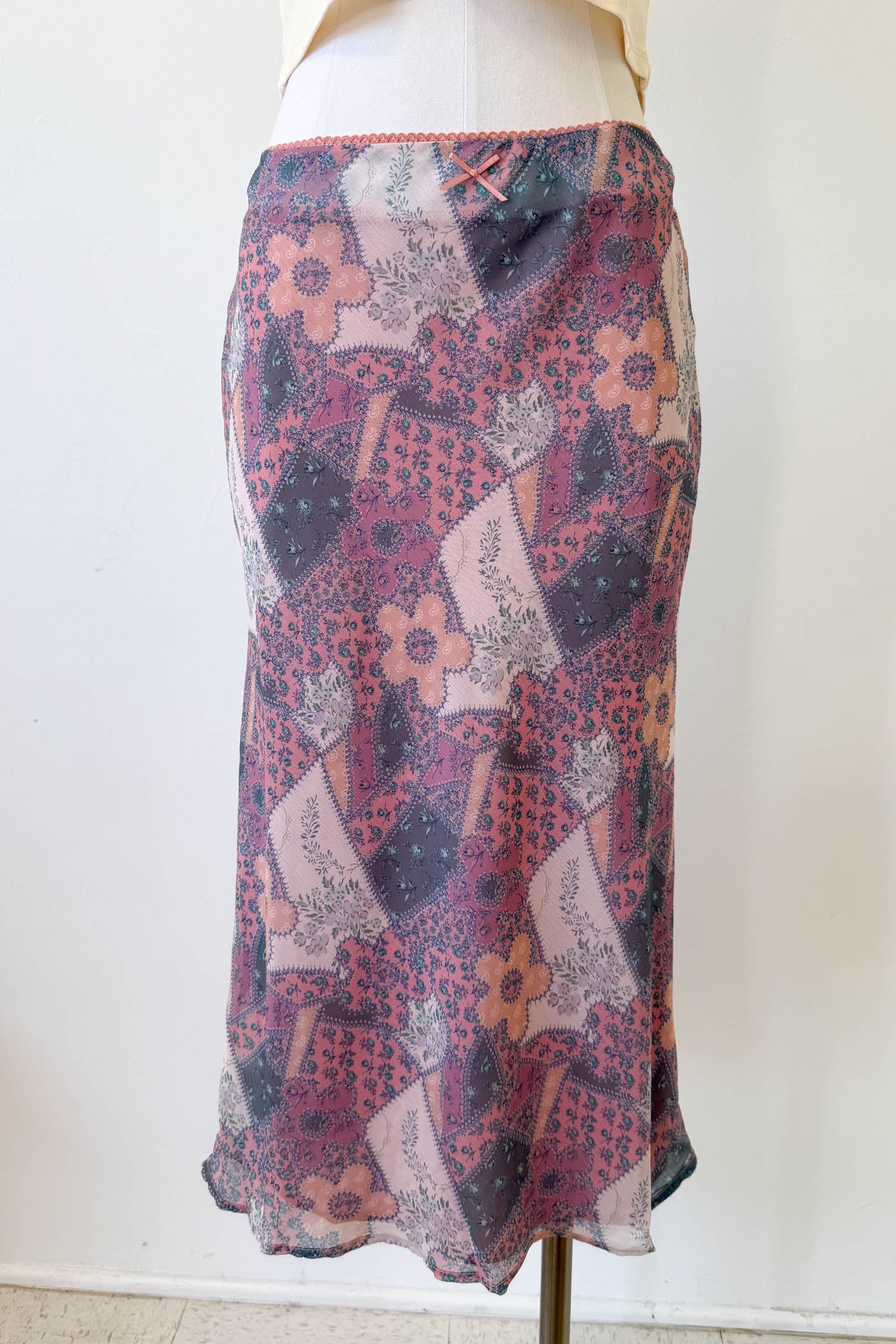 Floral Patchwork Midi Skirt