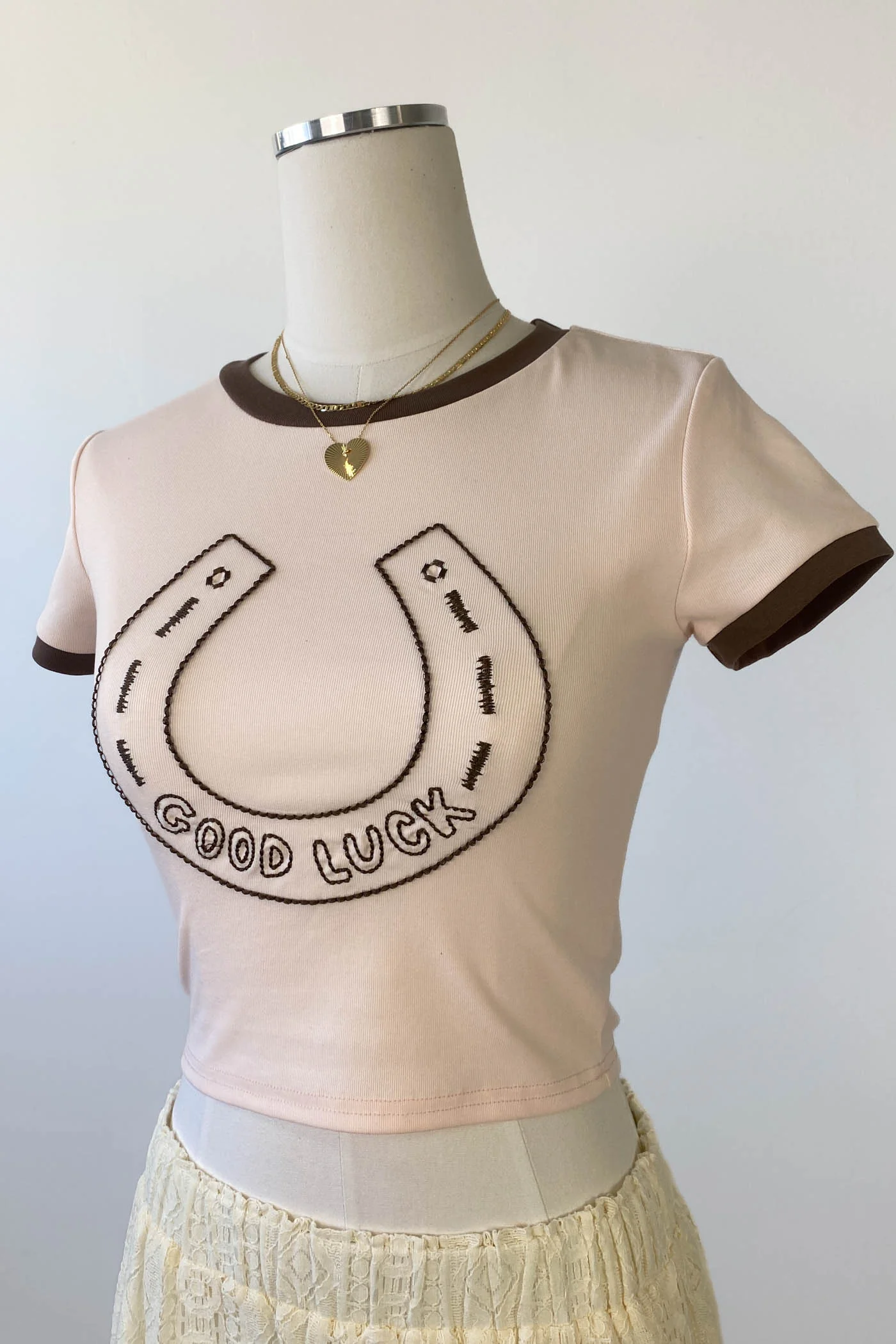 Horseshoe Embroidered Ringer Tee