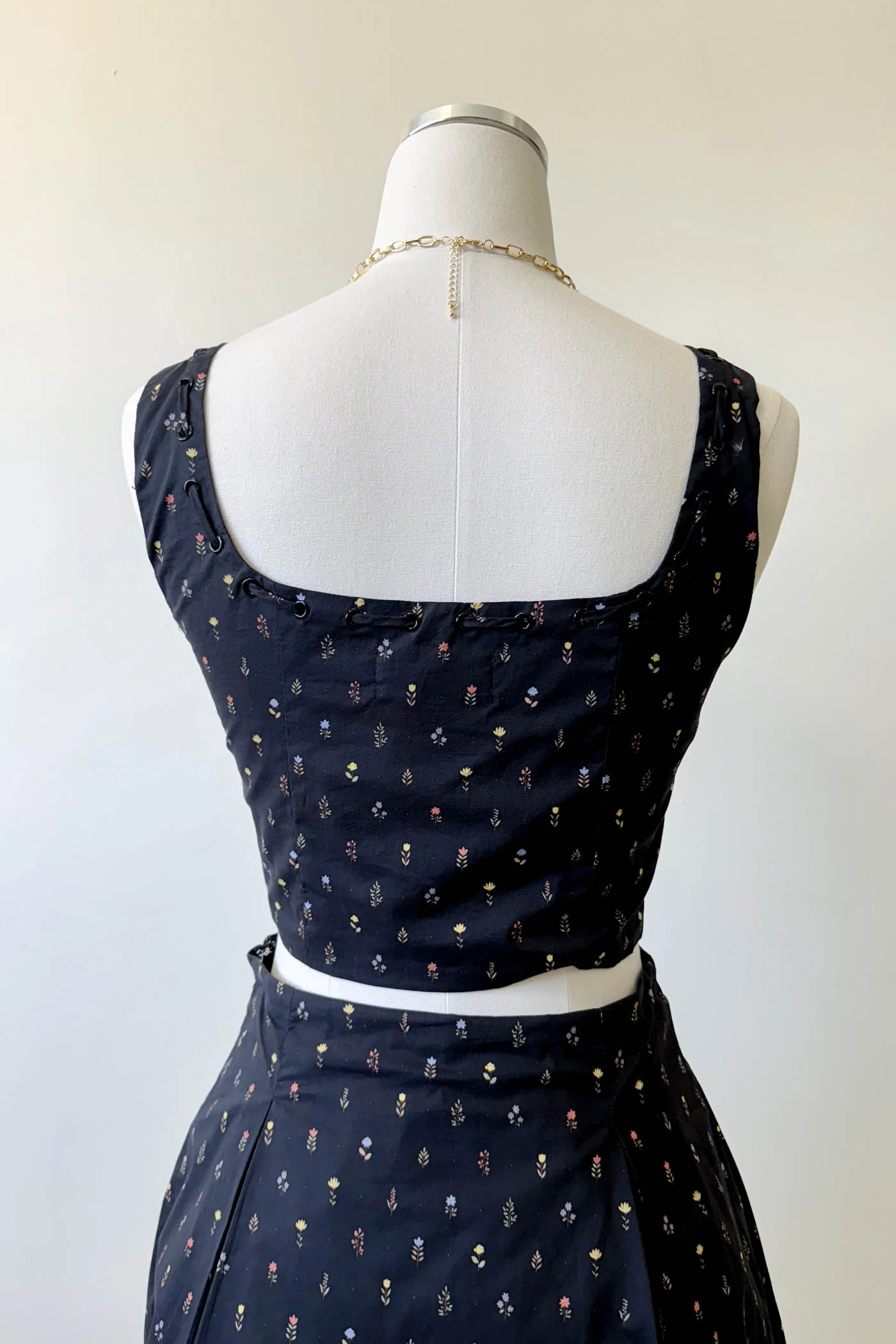 Pleated Floral Corset Top