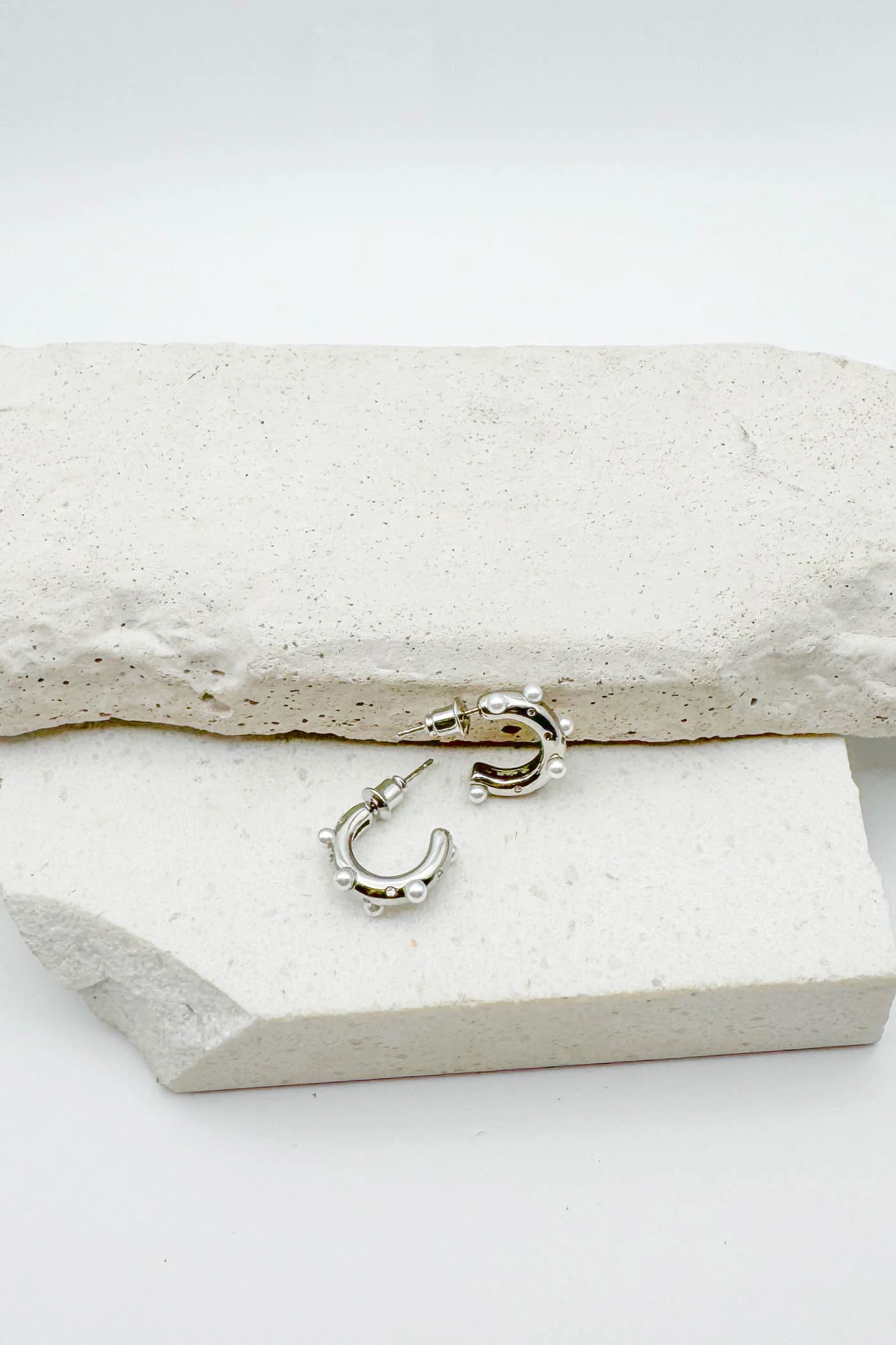 Pearl Studded Huggie Hoops