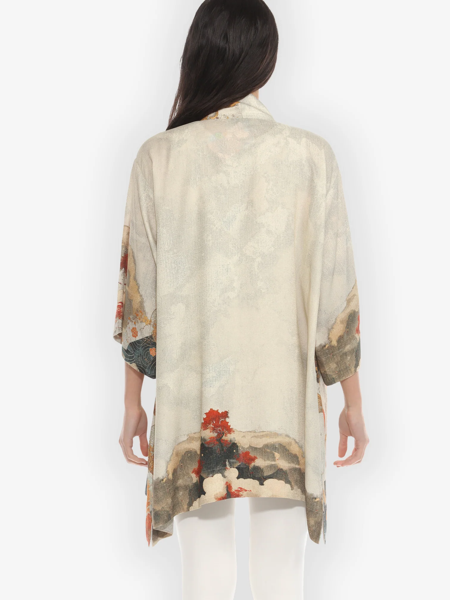 Noble Koi Fish in Cream Silk Kimono Jacket