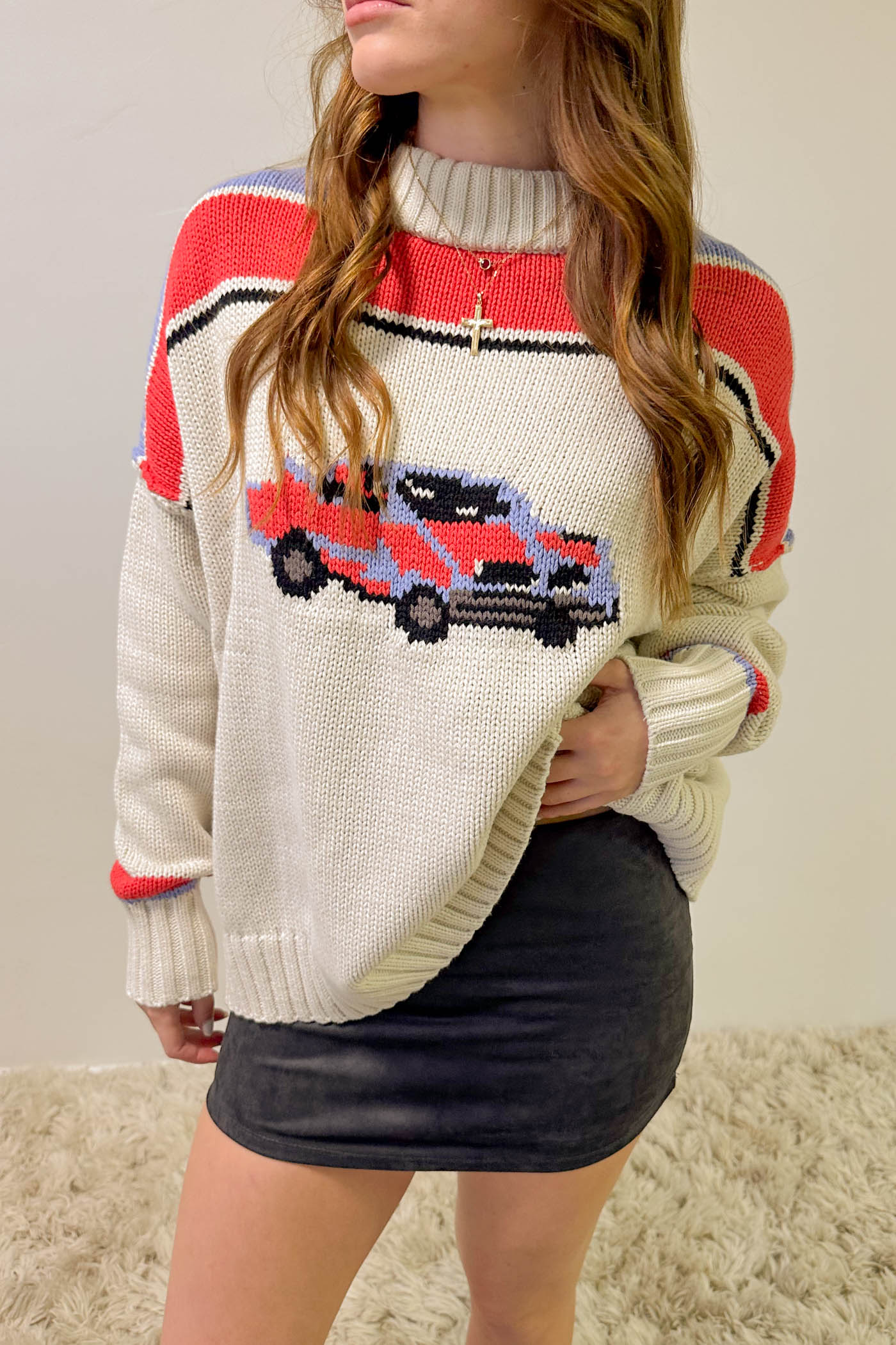 Retro Car Graphic Sweater