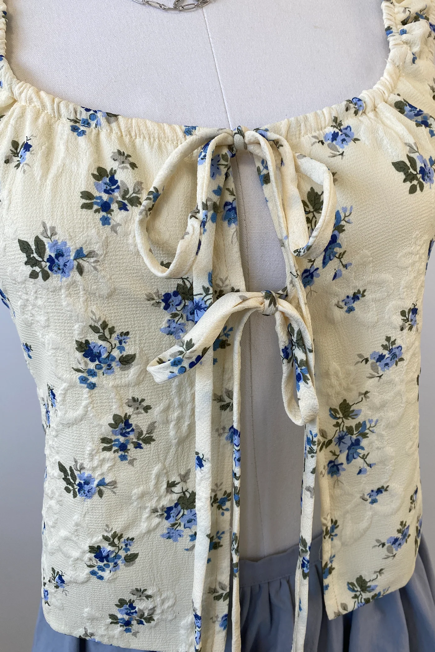 Floral Split Front Peasant Top
