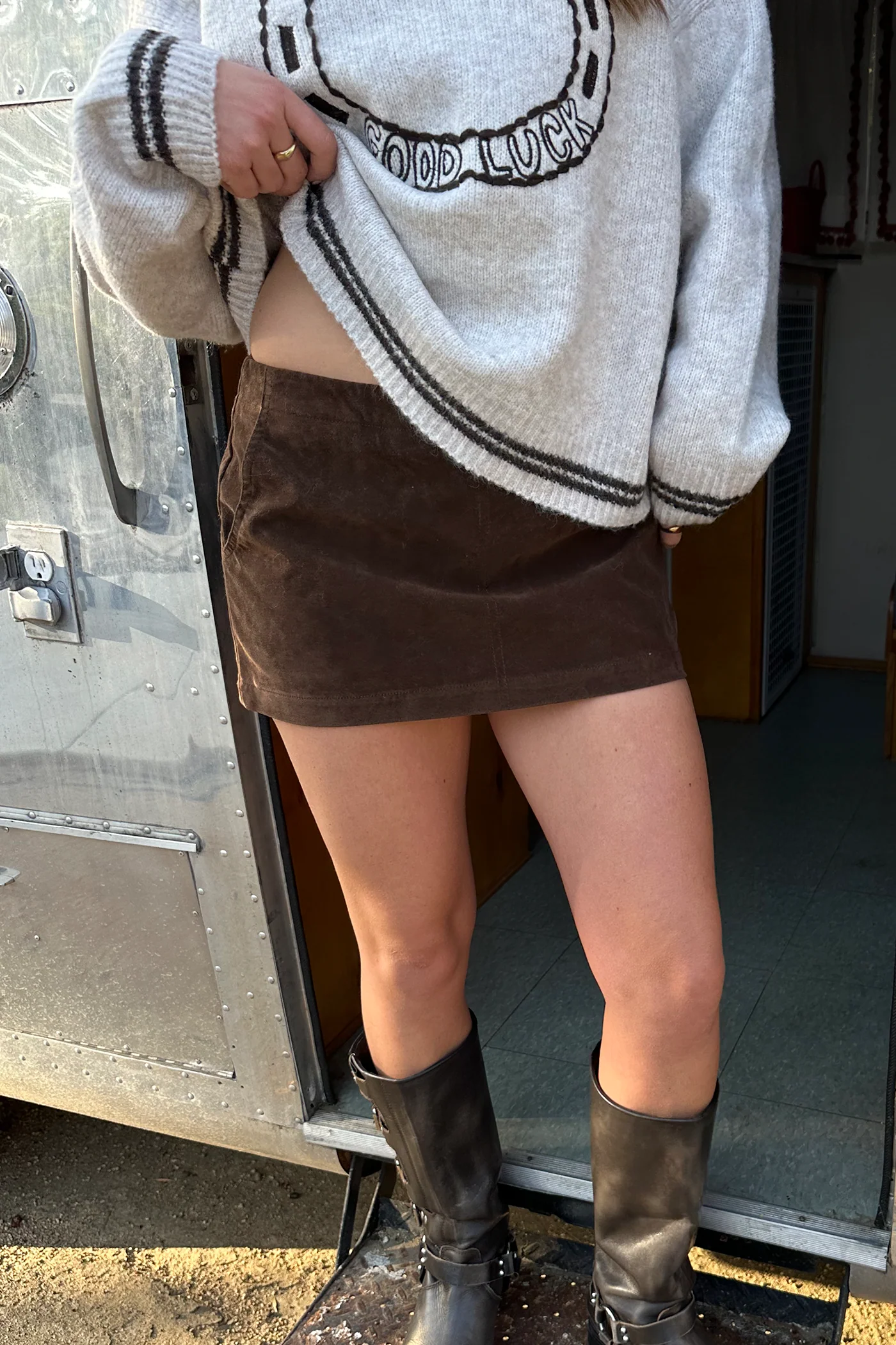 Faux Suede Mini Skort