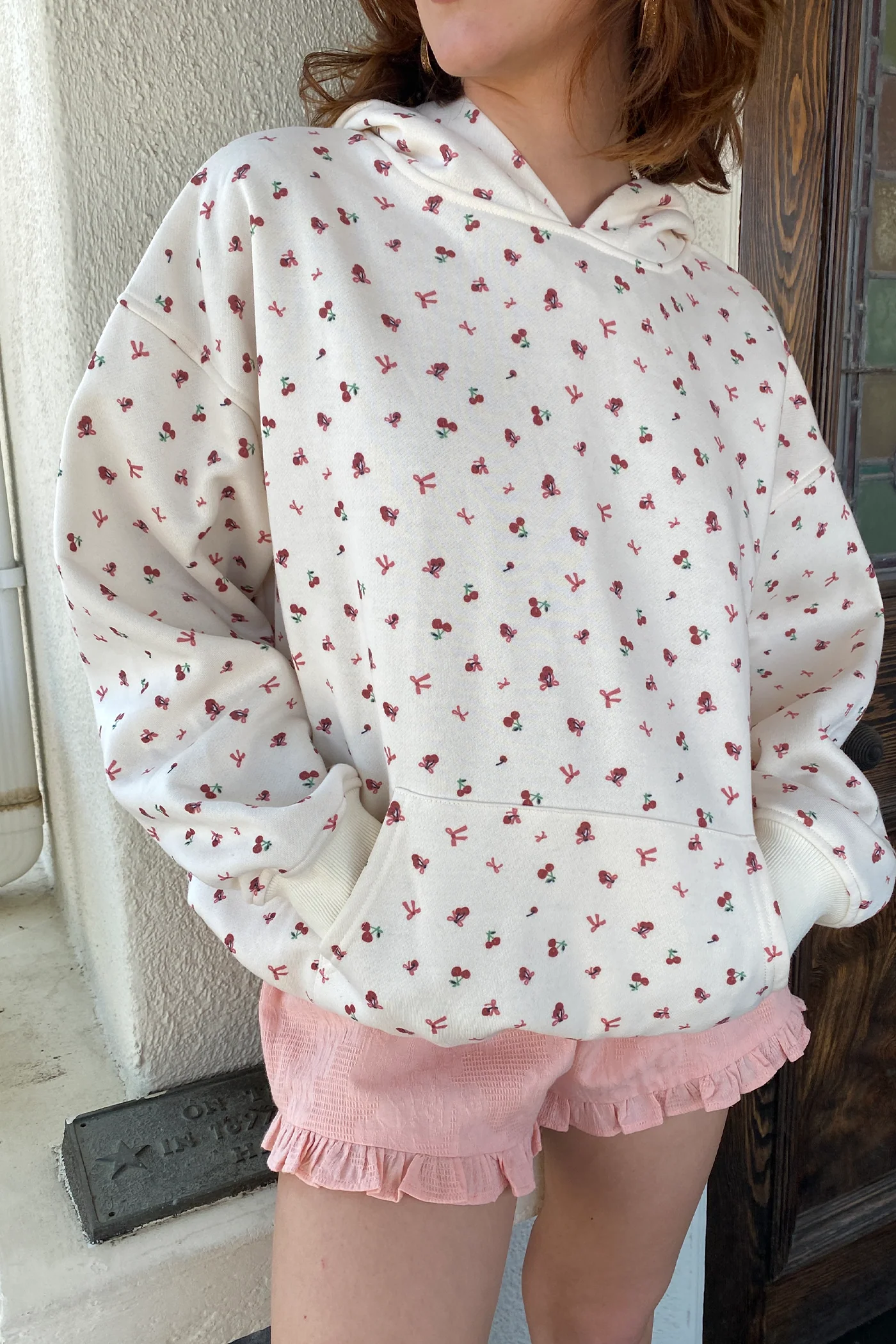 Cherry & Bow Print Hoodie