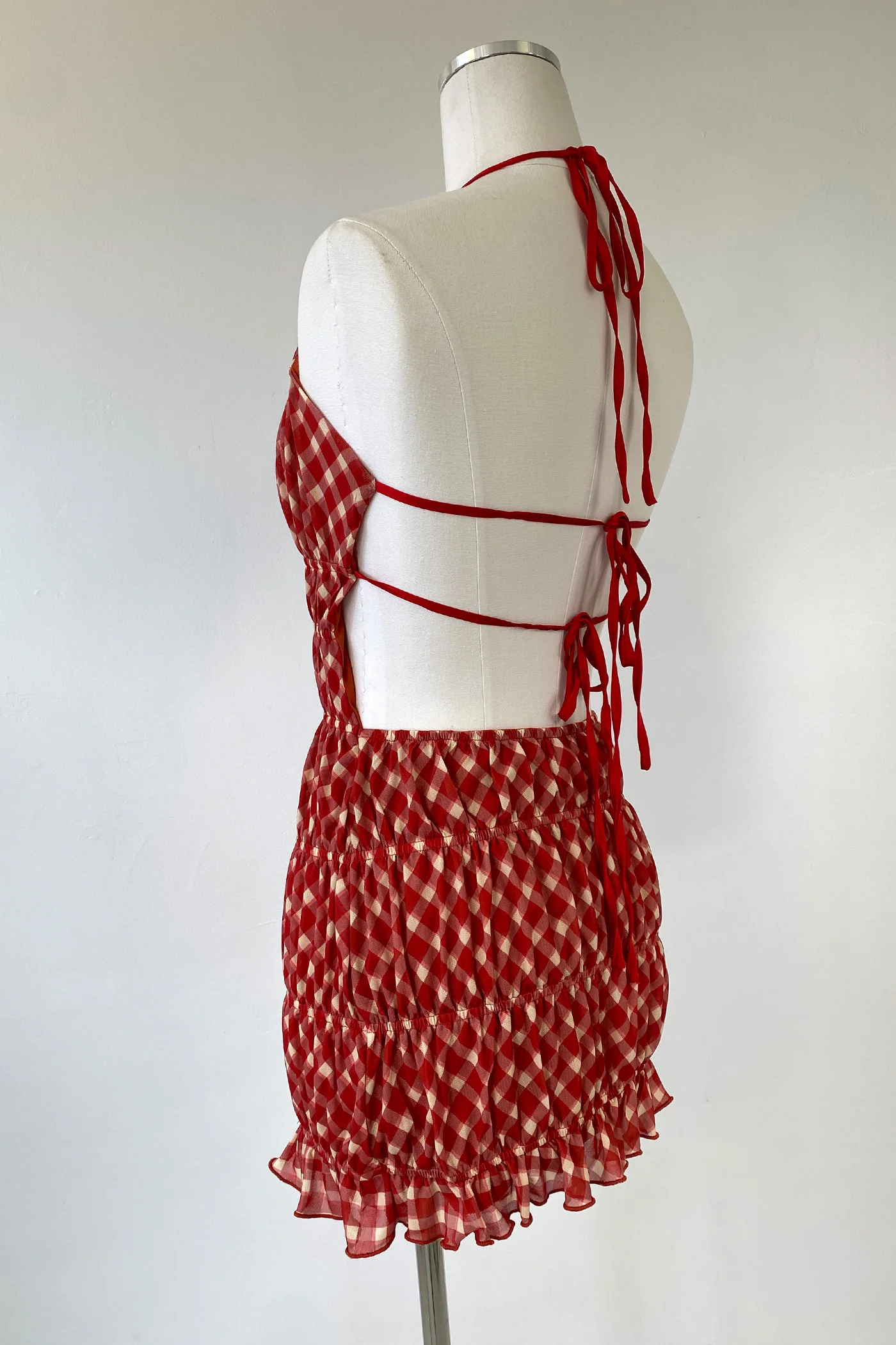 Mini Plaid Halter Dress