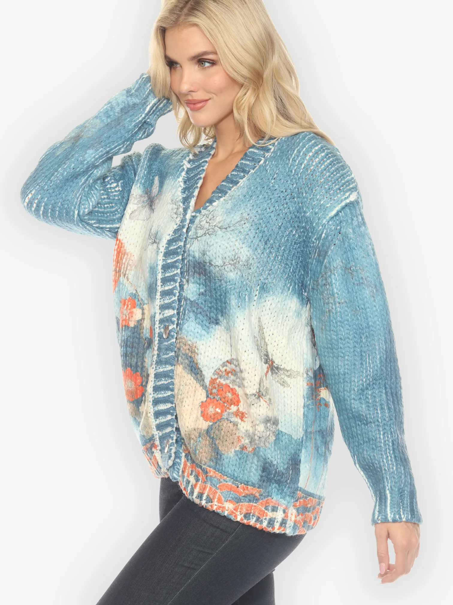 Blossom Medallion Dragonfly on Mountain Sweater