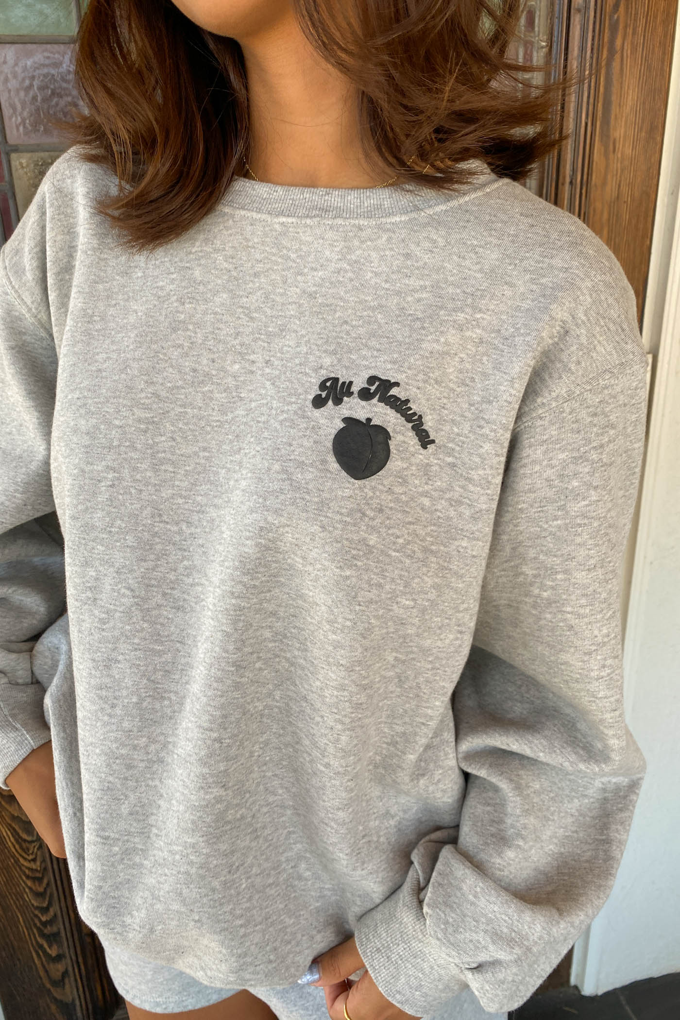 All Natural Puff Print Graphic Sweater