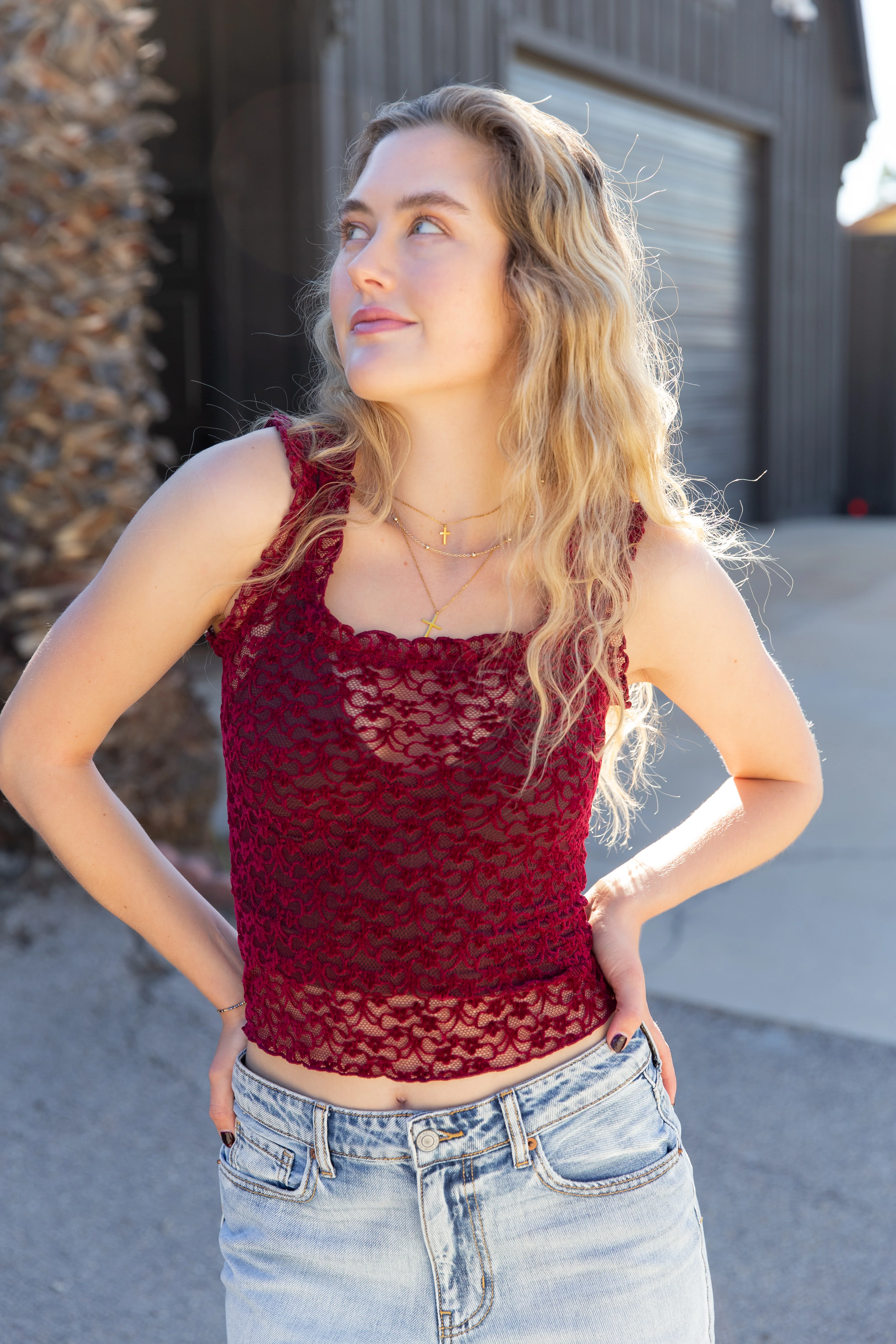 Sheer Lace Sleeveless Top