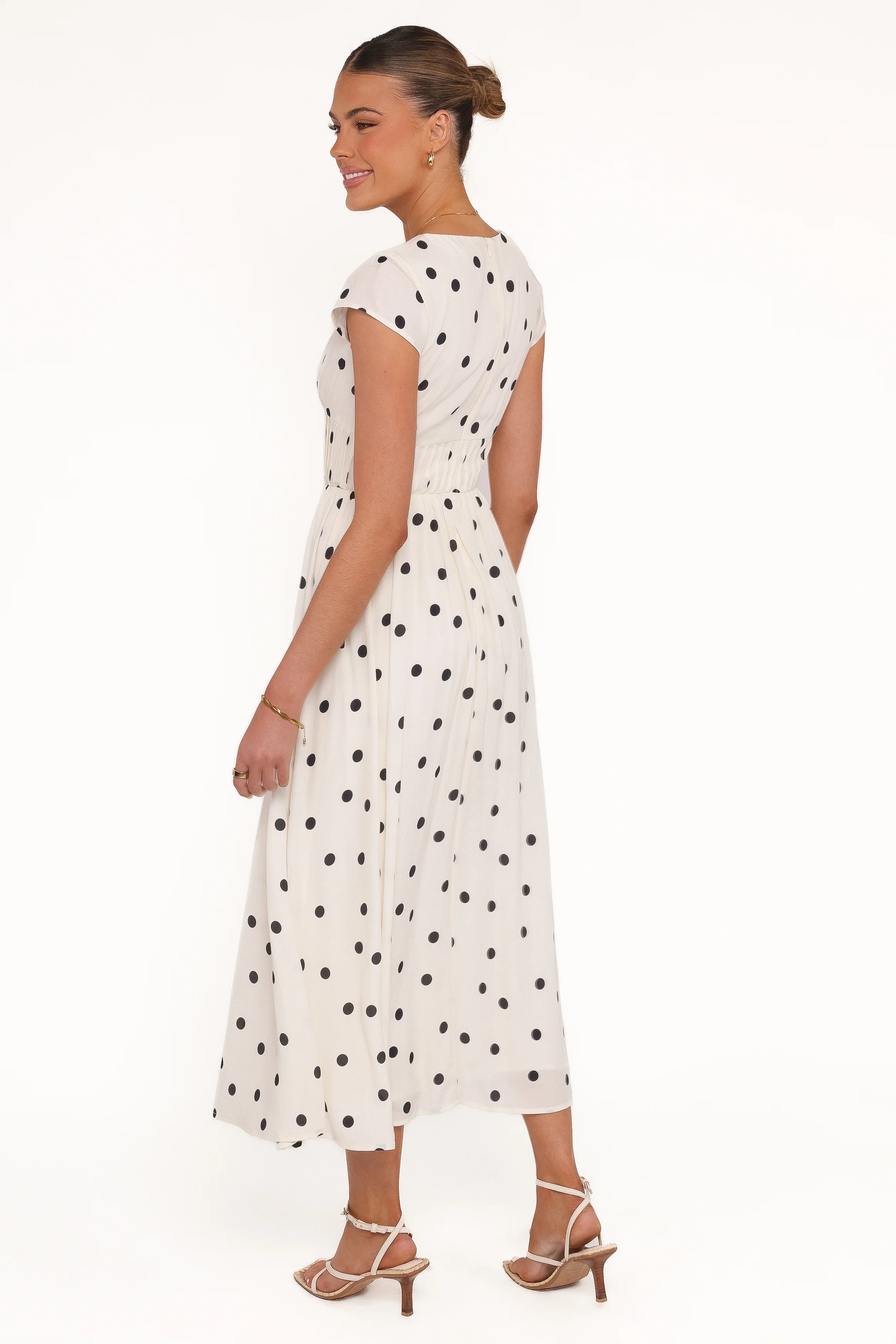 Darline Midi Dress - White Polka Dot