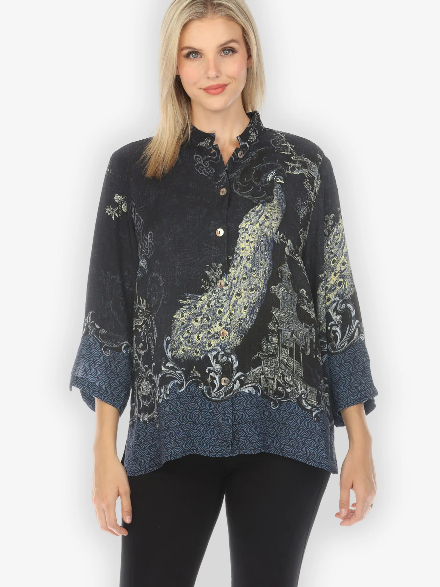 Chinoiserie Japan Silk Blend Blouse