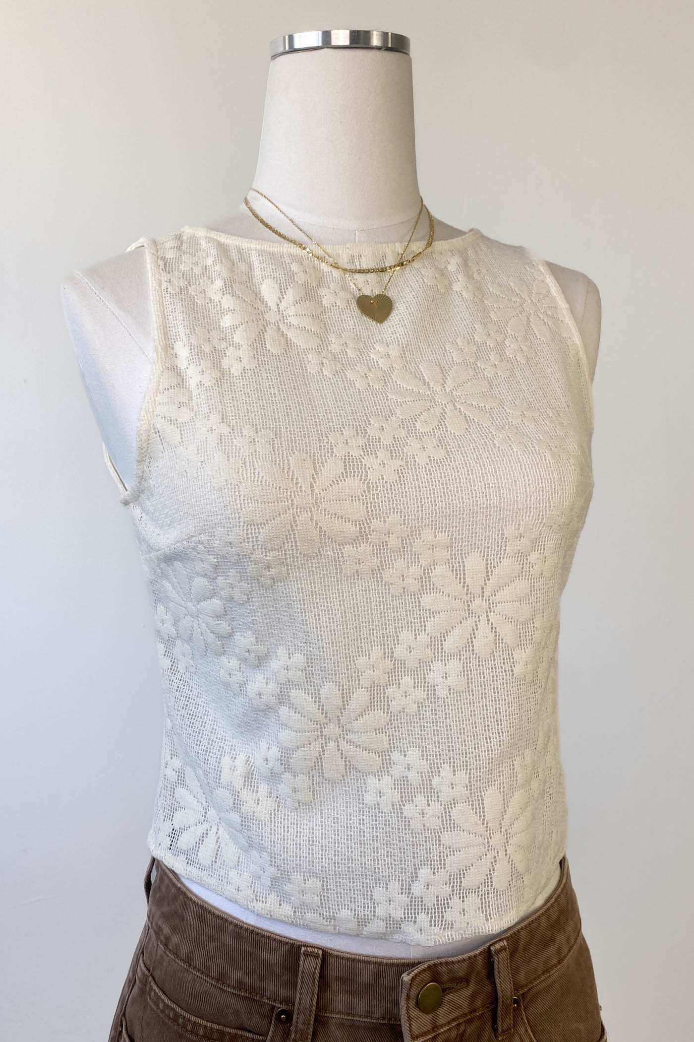 Sheer Lace Sleeveless Top