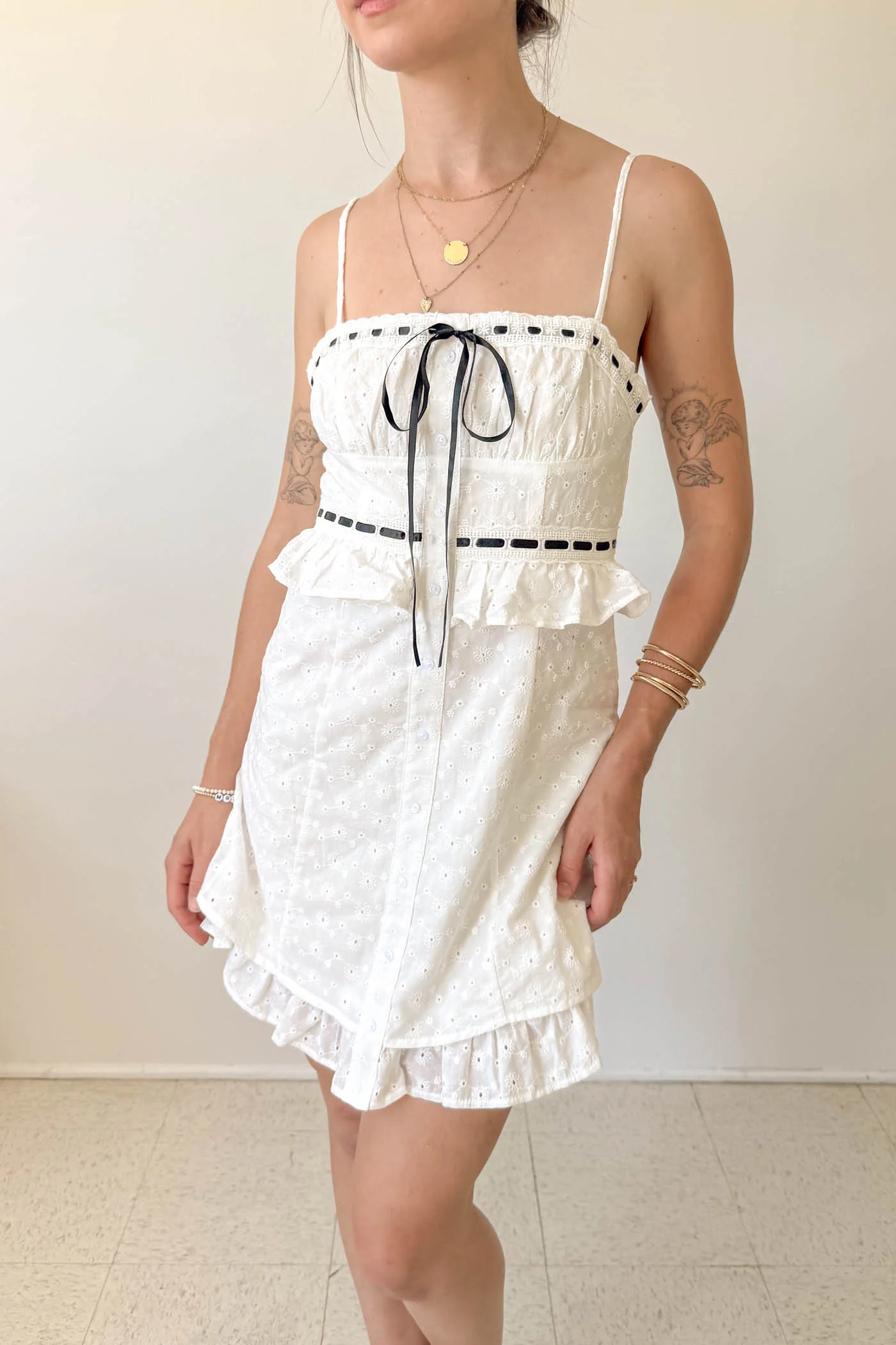 Lacey Eyelet Mini Dress