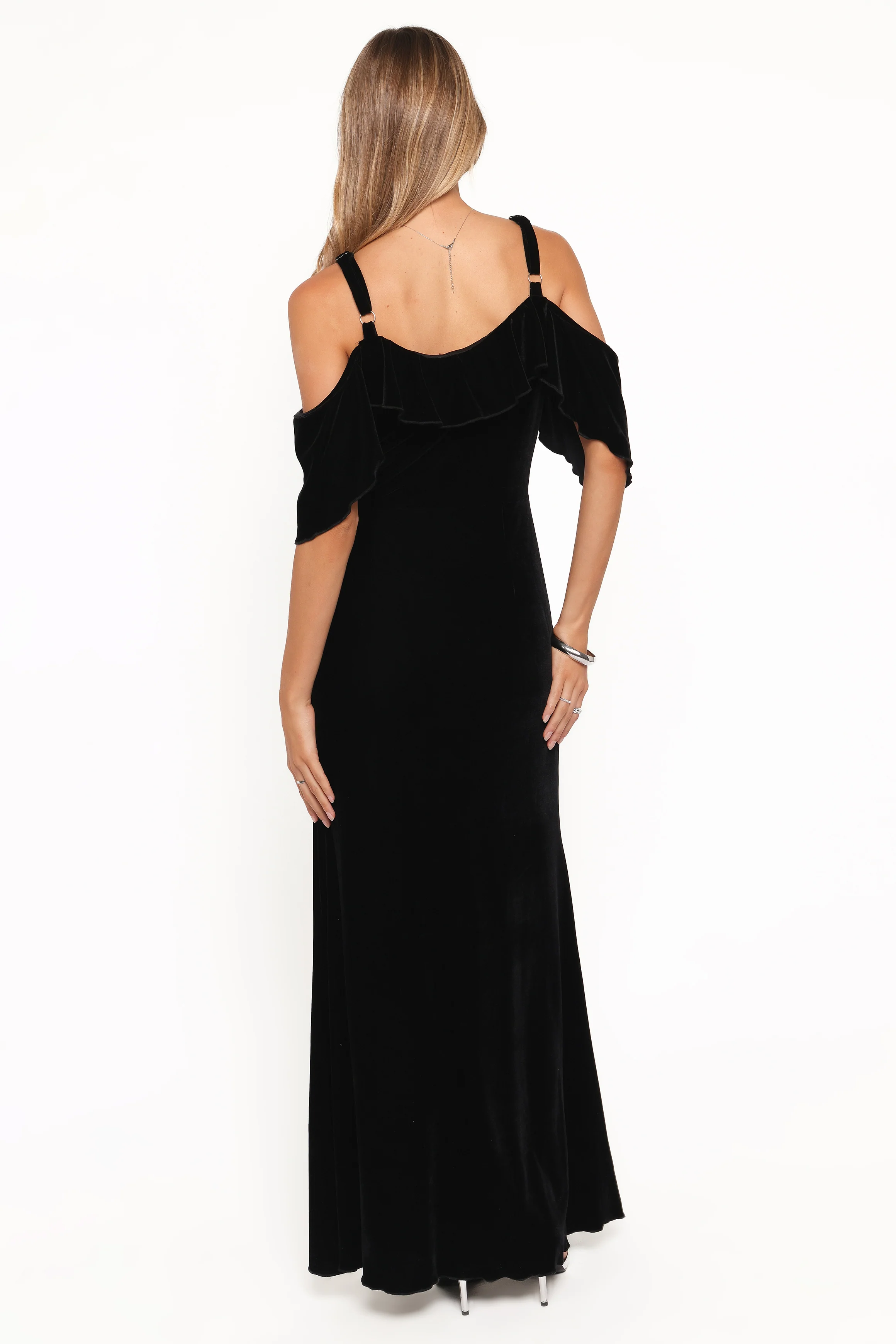 Micah Off Shoulder Velvet Maxi Dress - Black