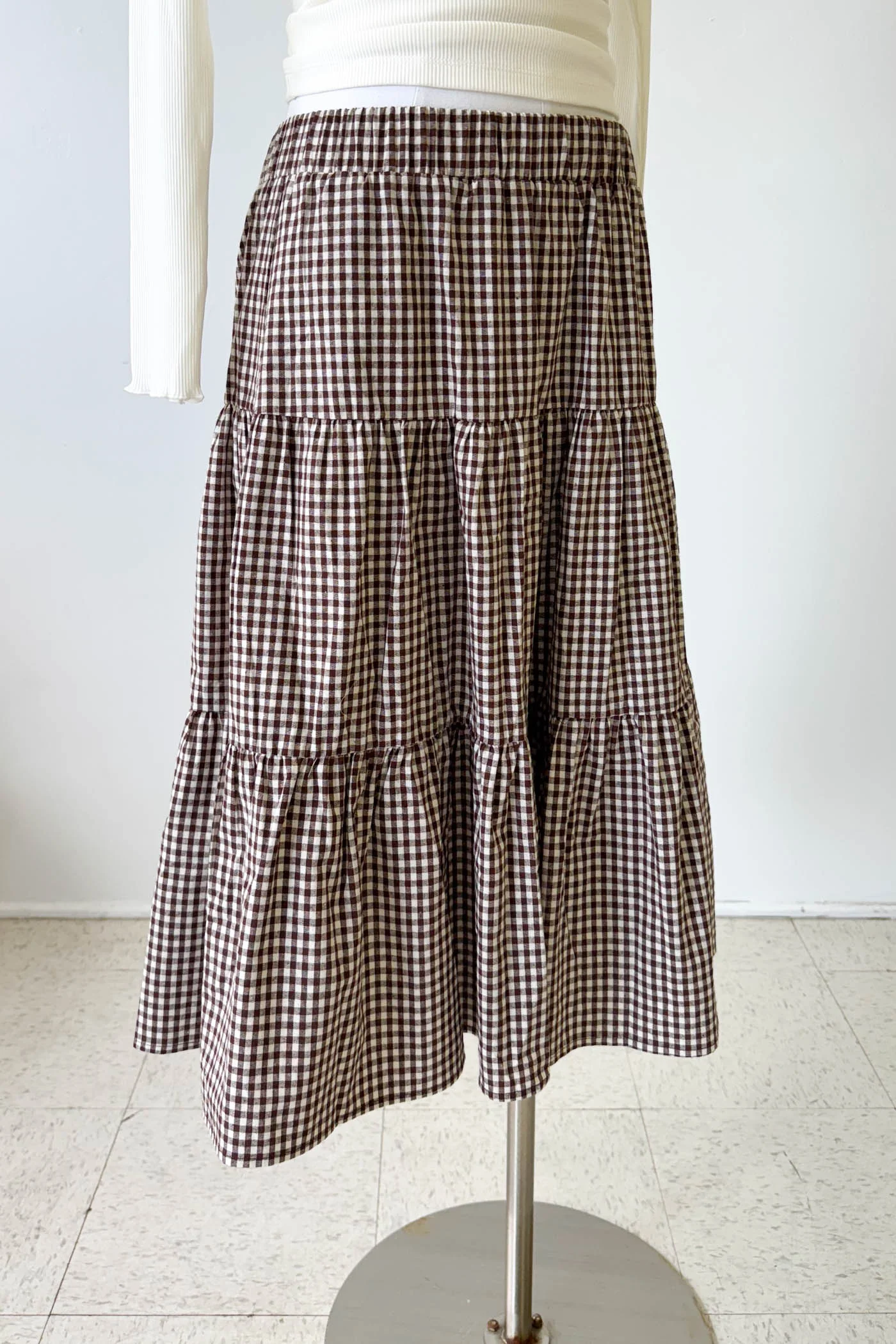 Gingham Tiered Maxi Skirt