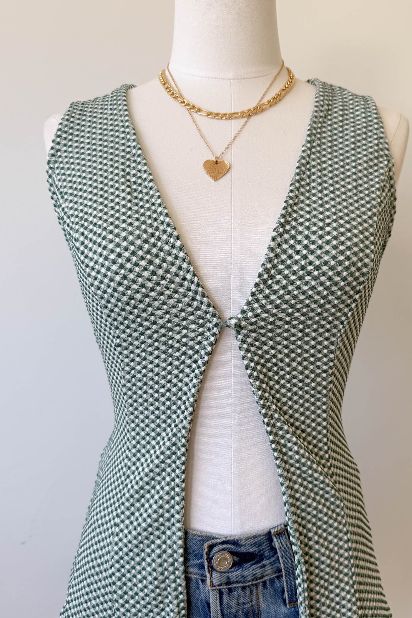 Gingham Split Front Top