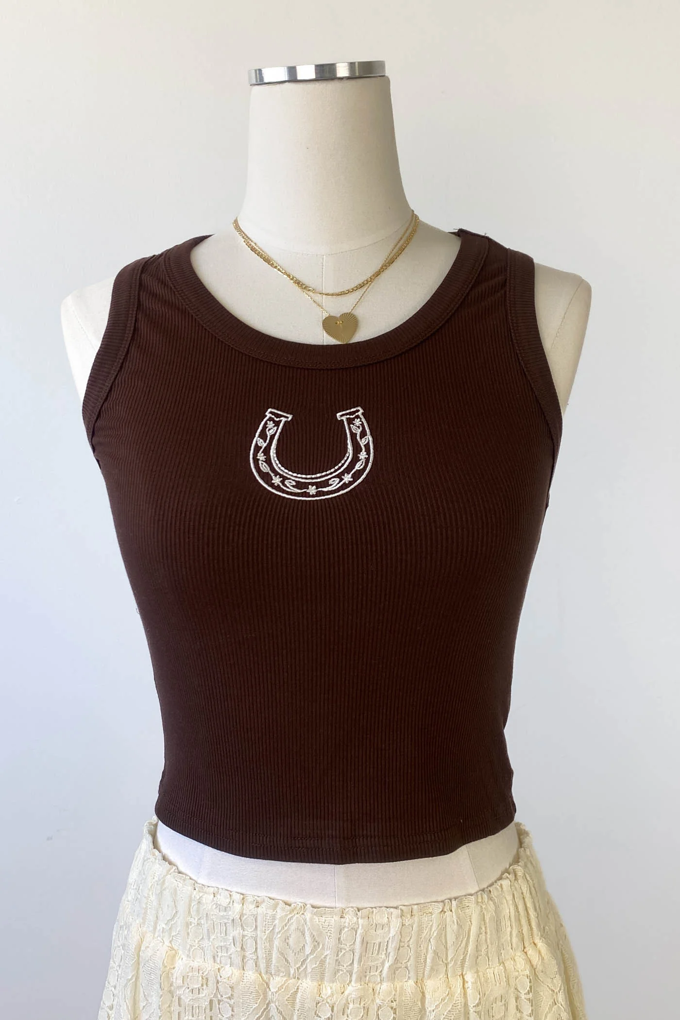 Horseshoe Embroidered Sleeveless Top