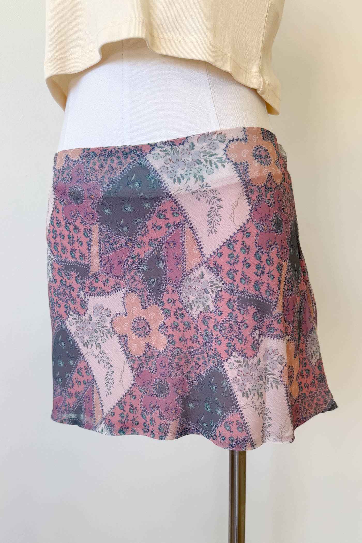 Floral Patchwork Mini Skirt