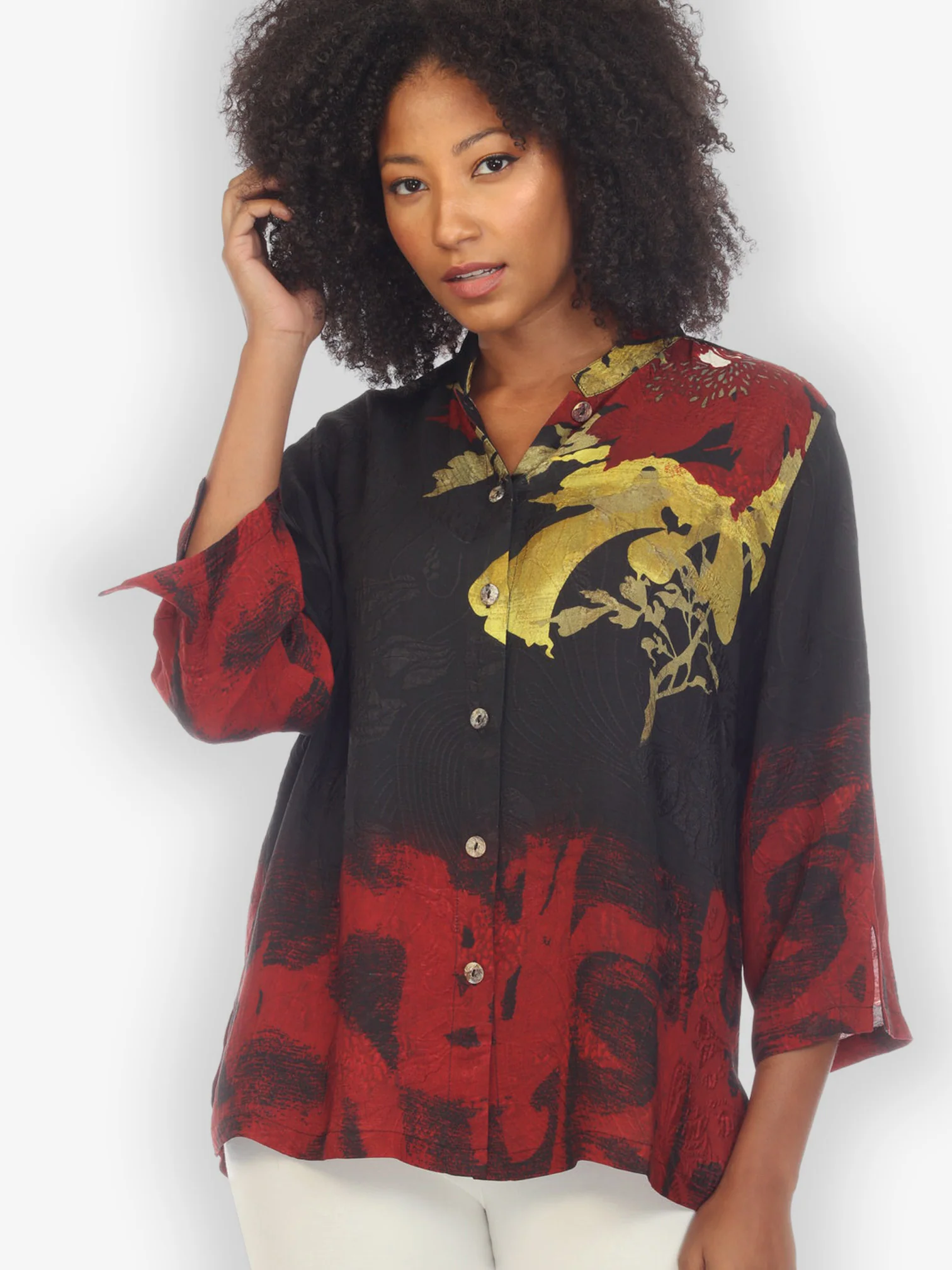 Flower Silk Magic Citron Style Blouse