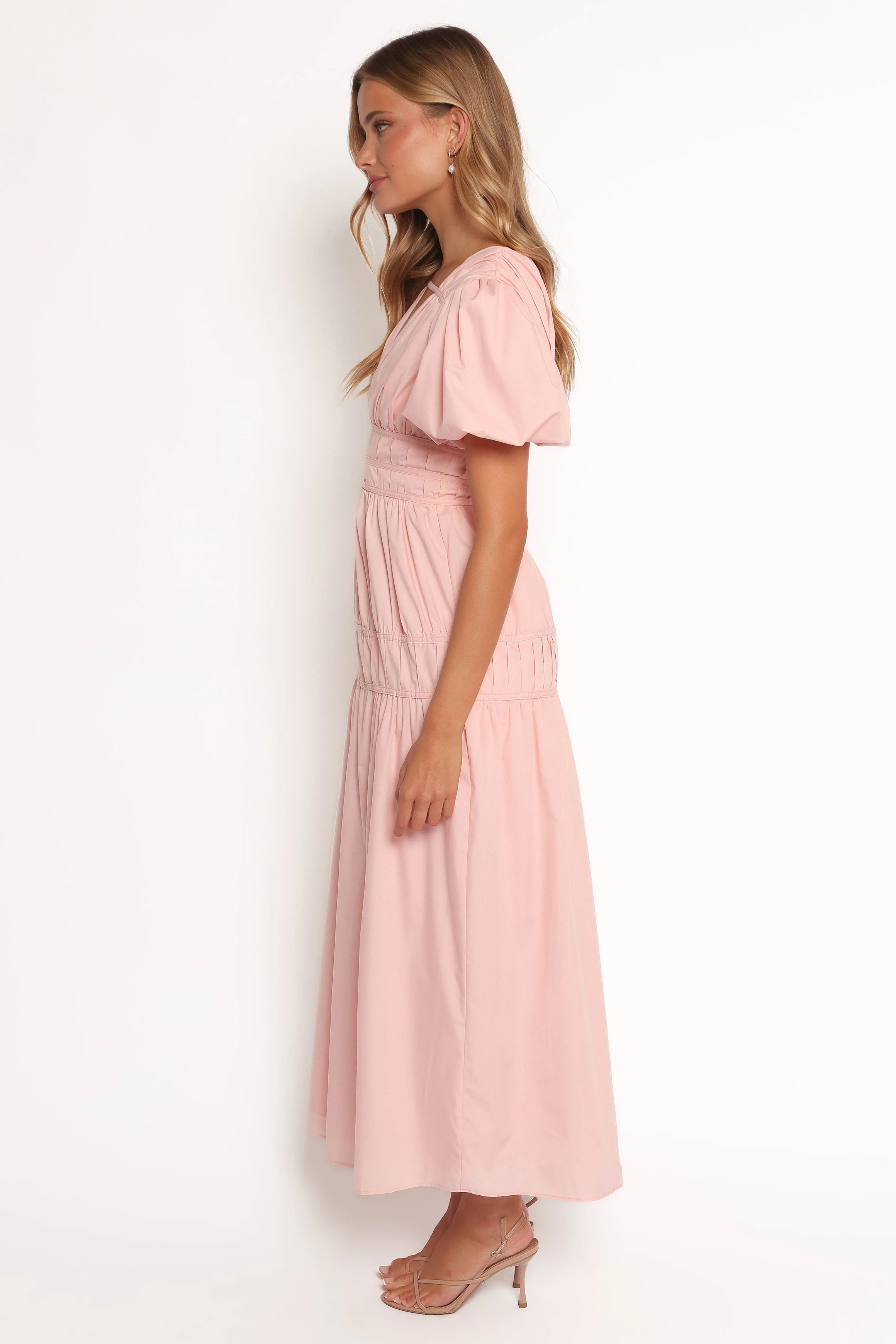 Joedy Puff Sleeve Midi Dress - Pale Pink