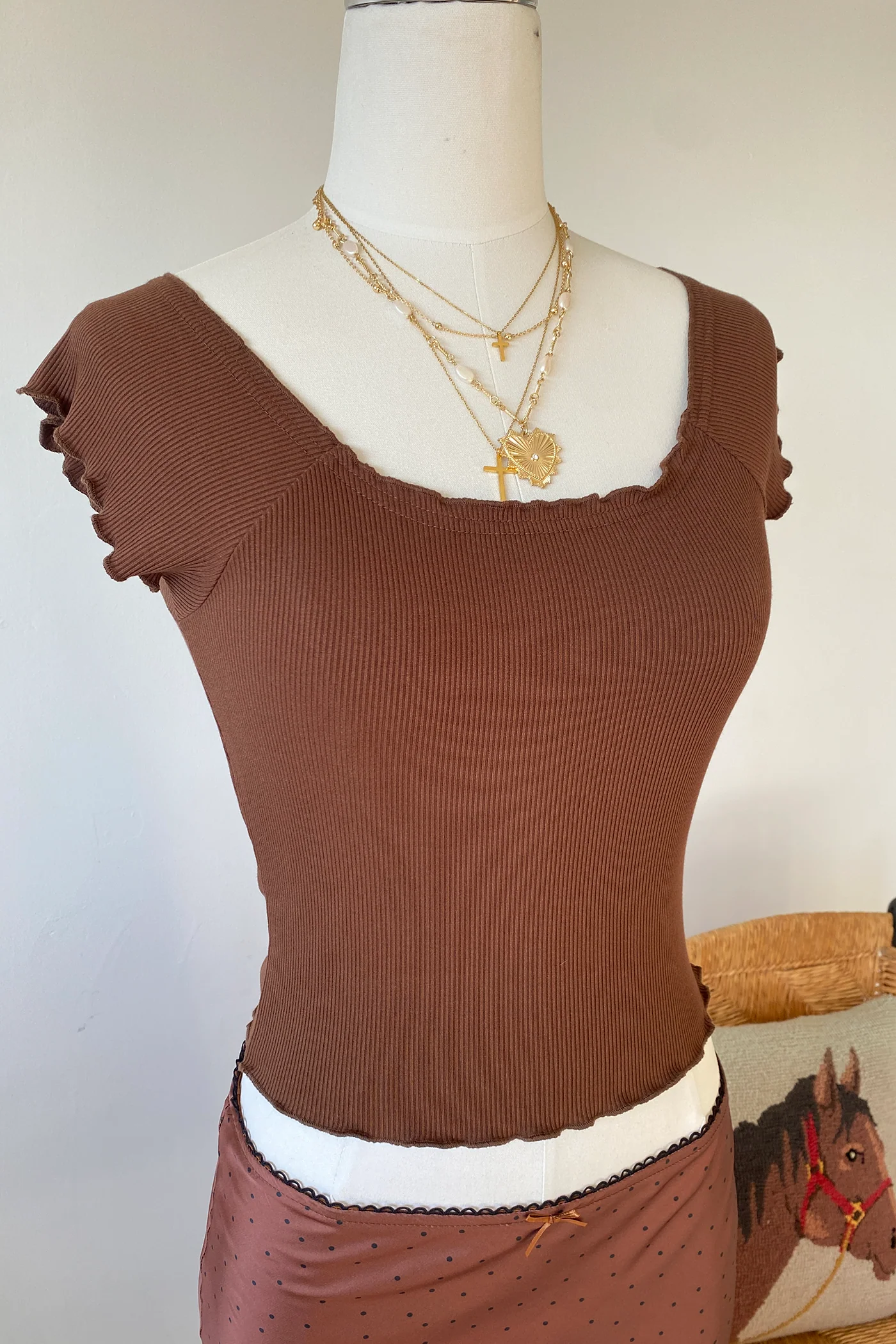 Basic Lettuce Leaf Ribbed Top