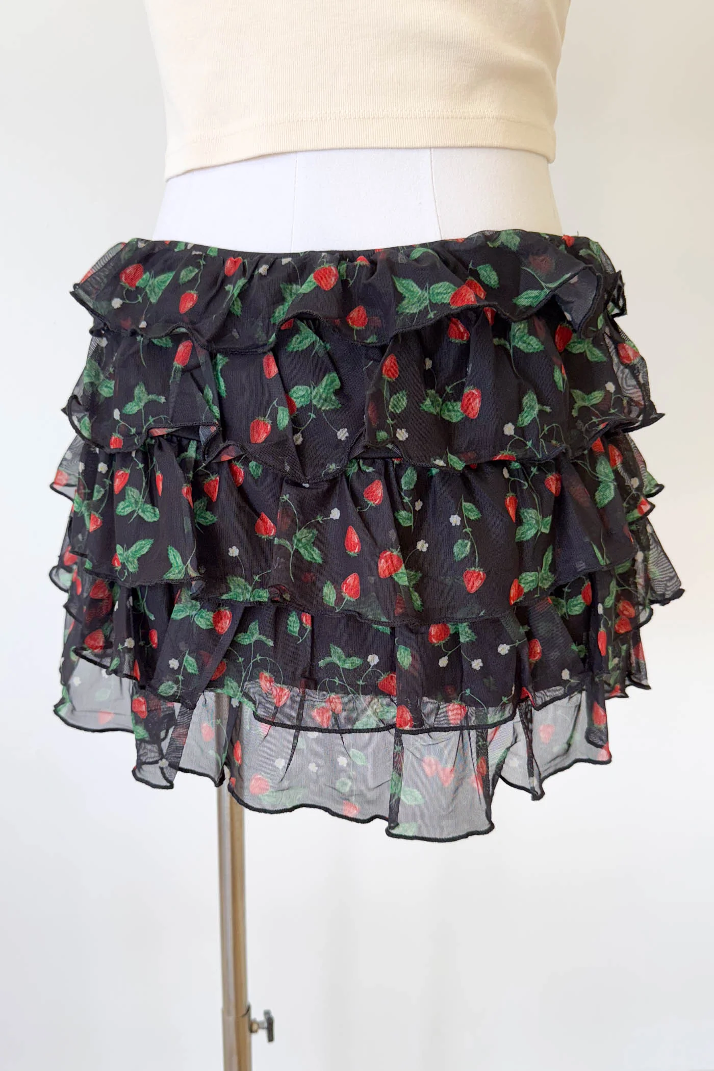 Strawberry Ruffle Mini Skirt