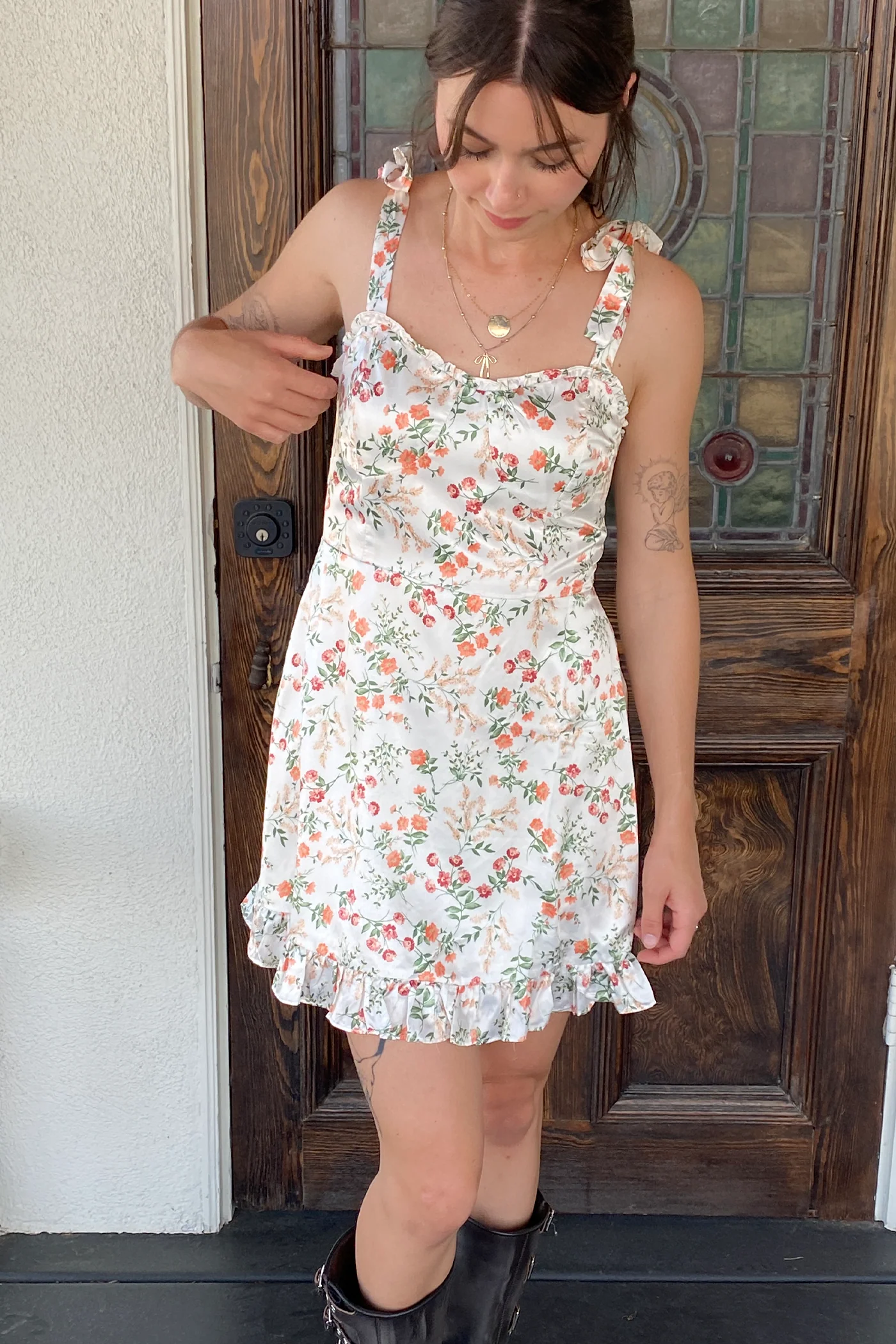 Floral Satin Mini Dress