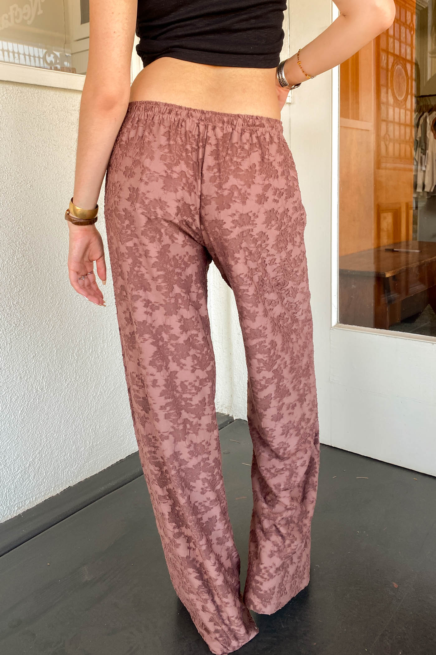 Textured Floral Pants