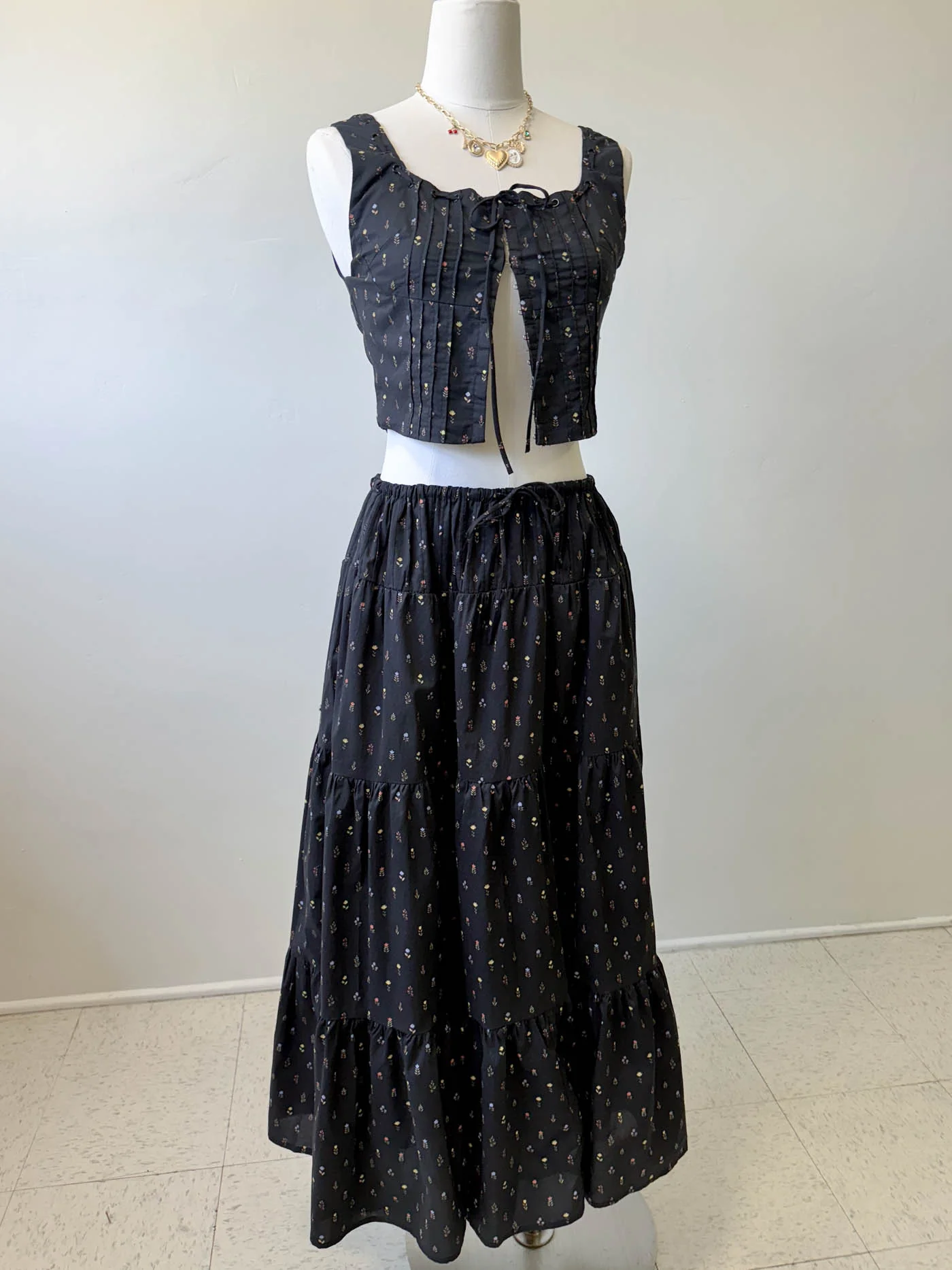 Pleated Floral Corset Top