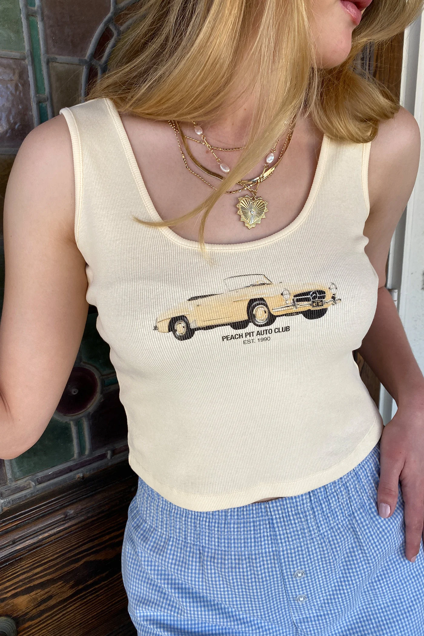 Peach Pitt Graphic Tank Top