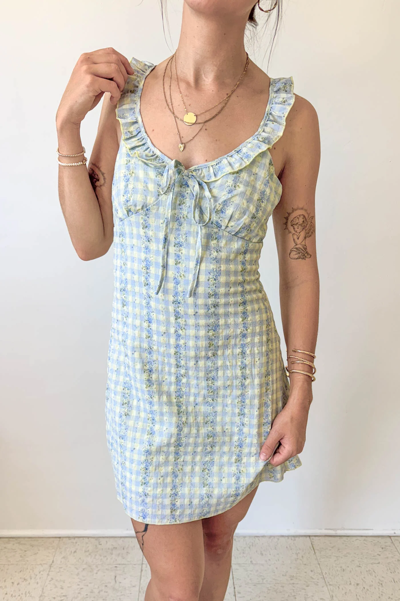 Plaid Ruffle Mini Dress